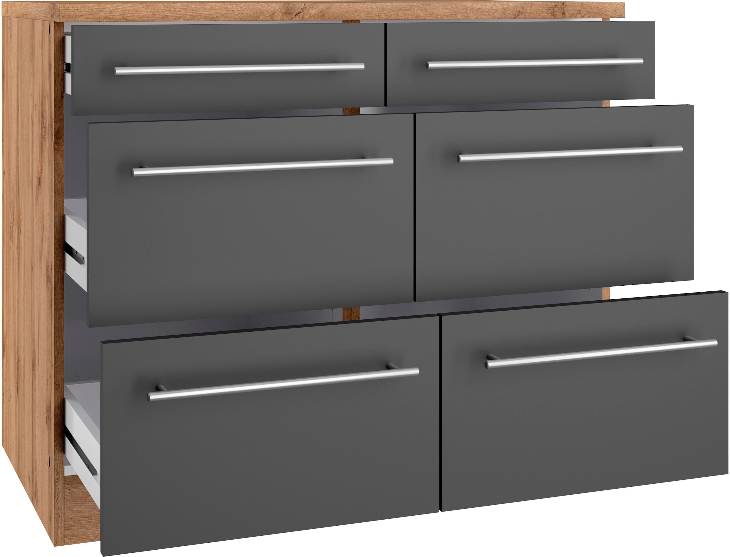 KOCHSTATION Unterschrank »KS-Wien« edel aussehende gestiftete Fronten