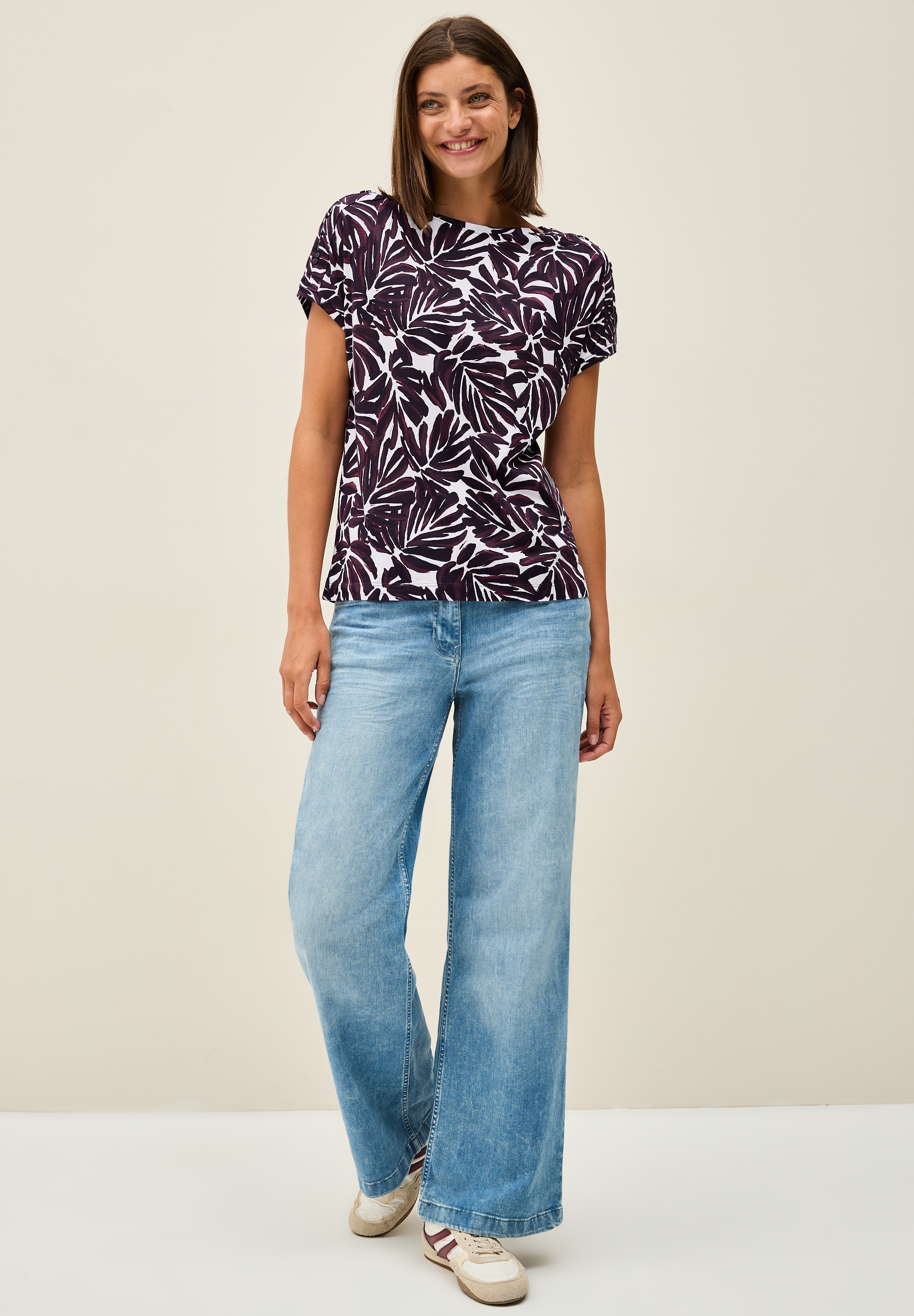 Cecil T-Shirt, mit Knopfdetail an den Schultern und grafischem Print