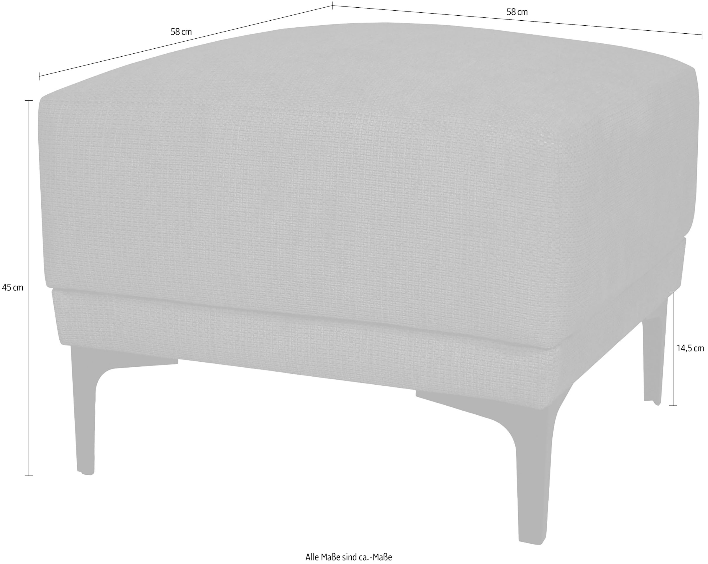 OTTO home Polsterhocker »Xander« 1 Stk. tlg. Breite 58 cm, Soft-Touch Chenille, schwarze Metallfüße