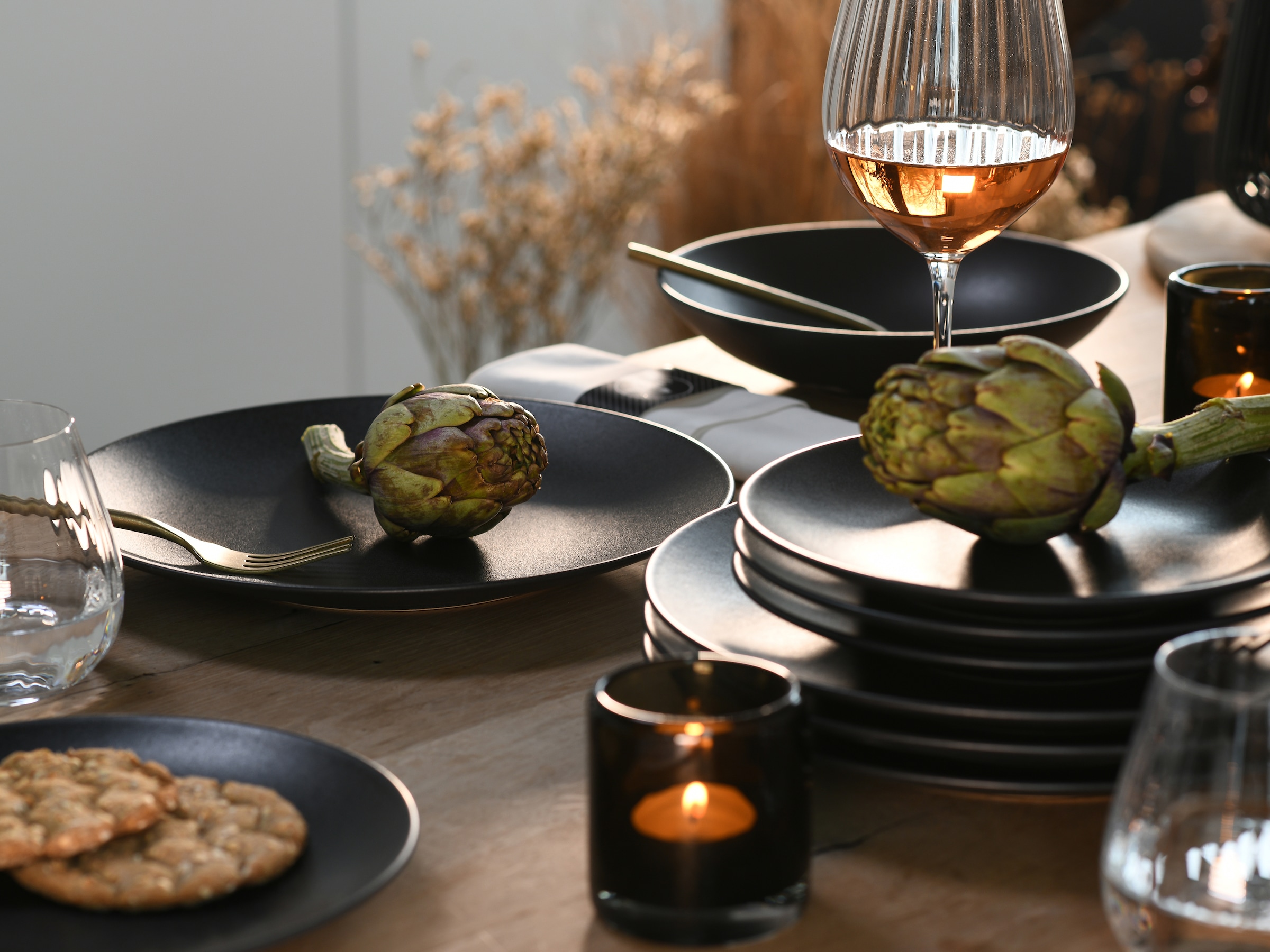 CreaTable Tafelservice »Teller Set, Geschirr-Set Soft Touch Black« Service, schwarz, seidenmatte Glasur, 12 Teile, für 4 Personen