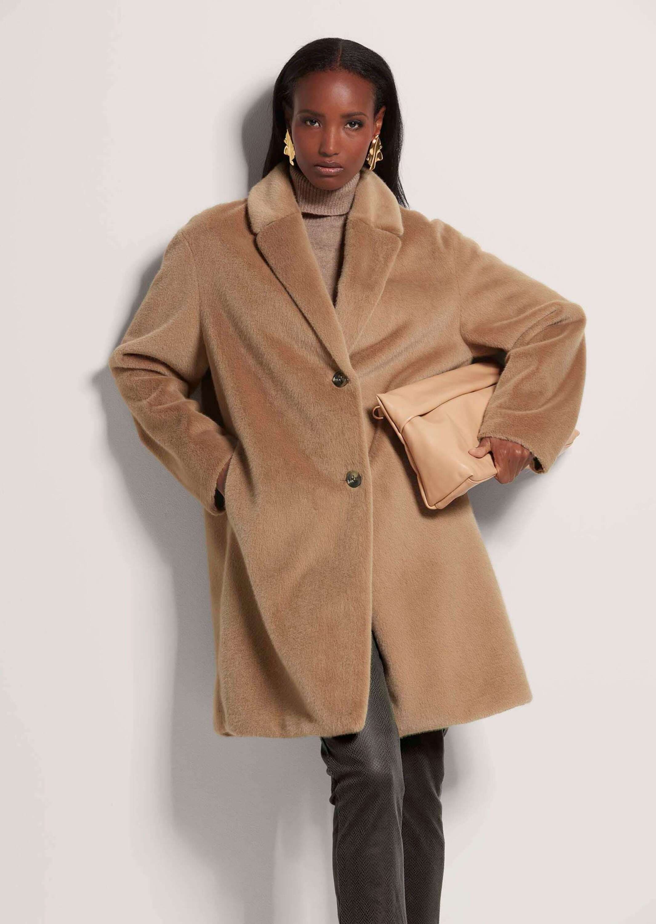 MADELEINE Langmantel »Webpelzmantel Kunstpelzmantel mit Reverskragen«