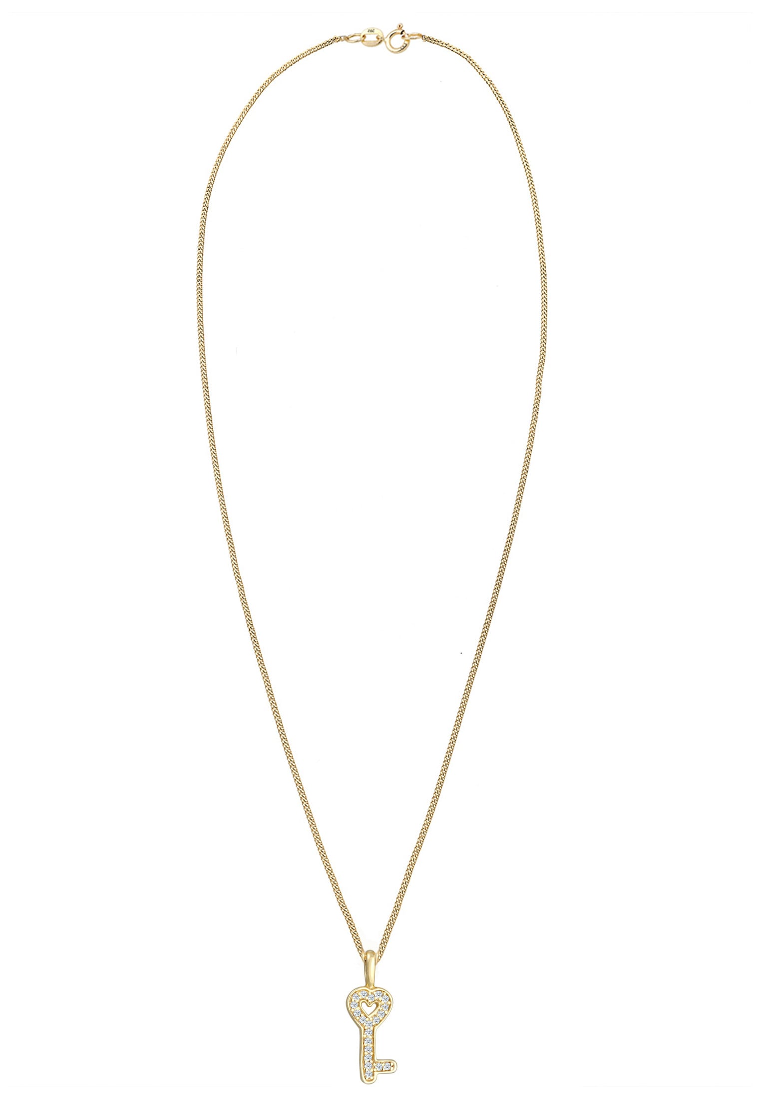 Elli DIAMONDS Silberkette »Halskette Schlüssel Diamant Weiß Brillantschliff (0.1 ct) 585 Gelbgold«