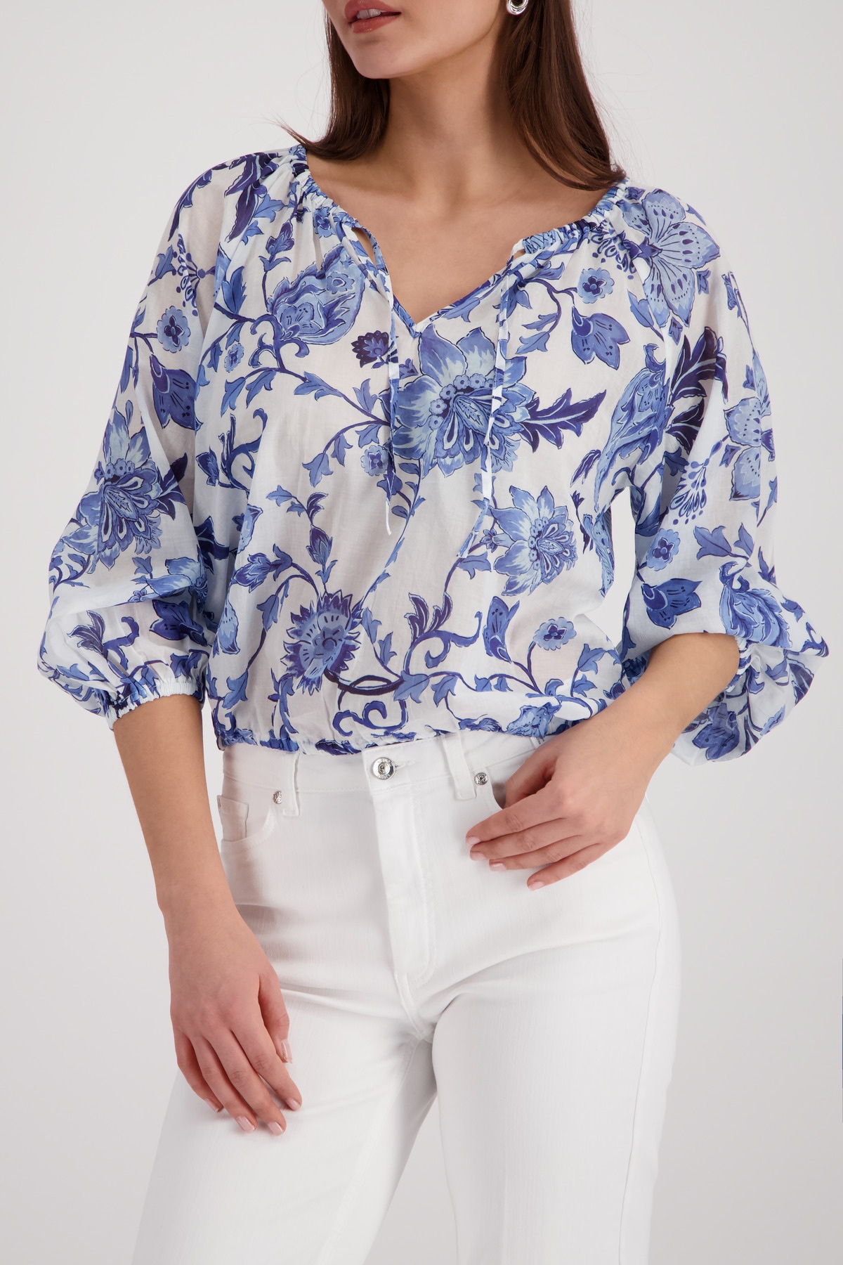 Monari Langarmbluse »Bluse Blumendruck allover« Regular fit mit Blumenmuster