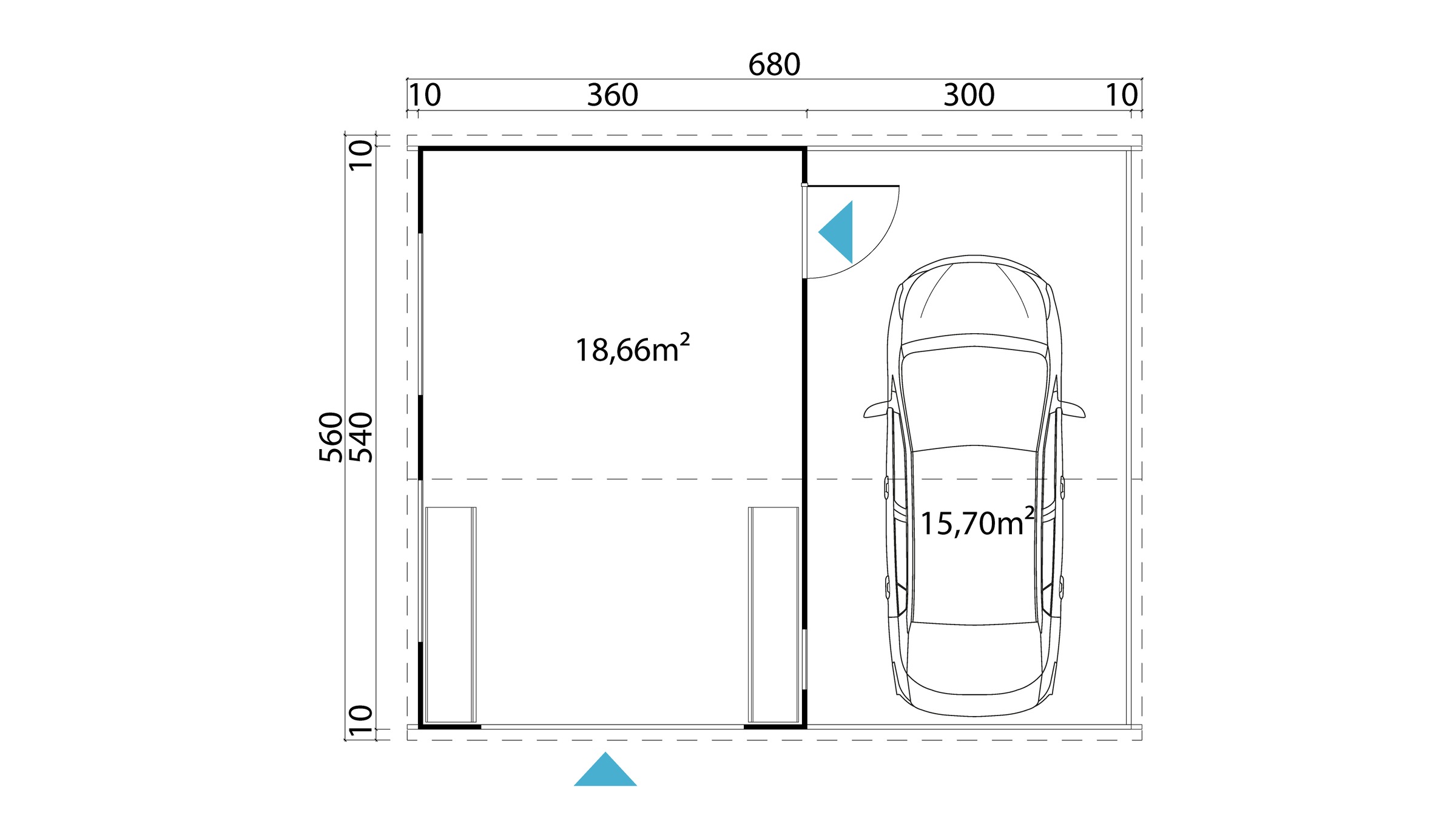 Nordic Holz Garage »BAHAMAS« BxT: 680x560 cm, ohne Tor