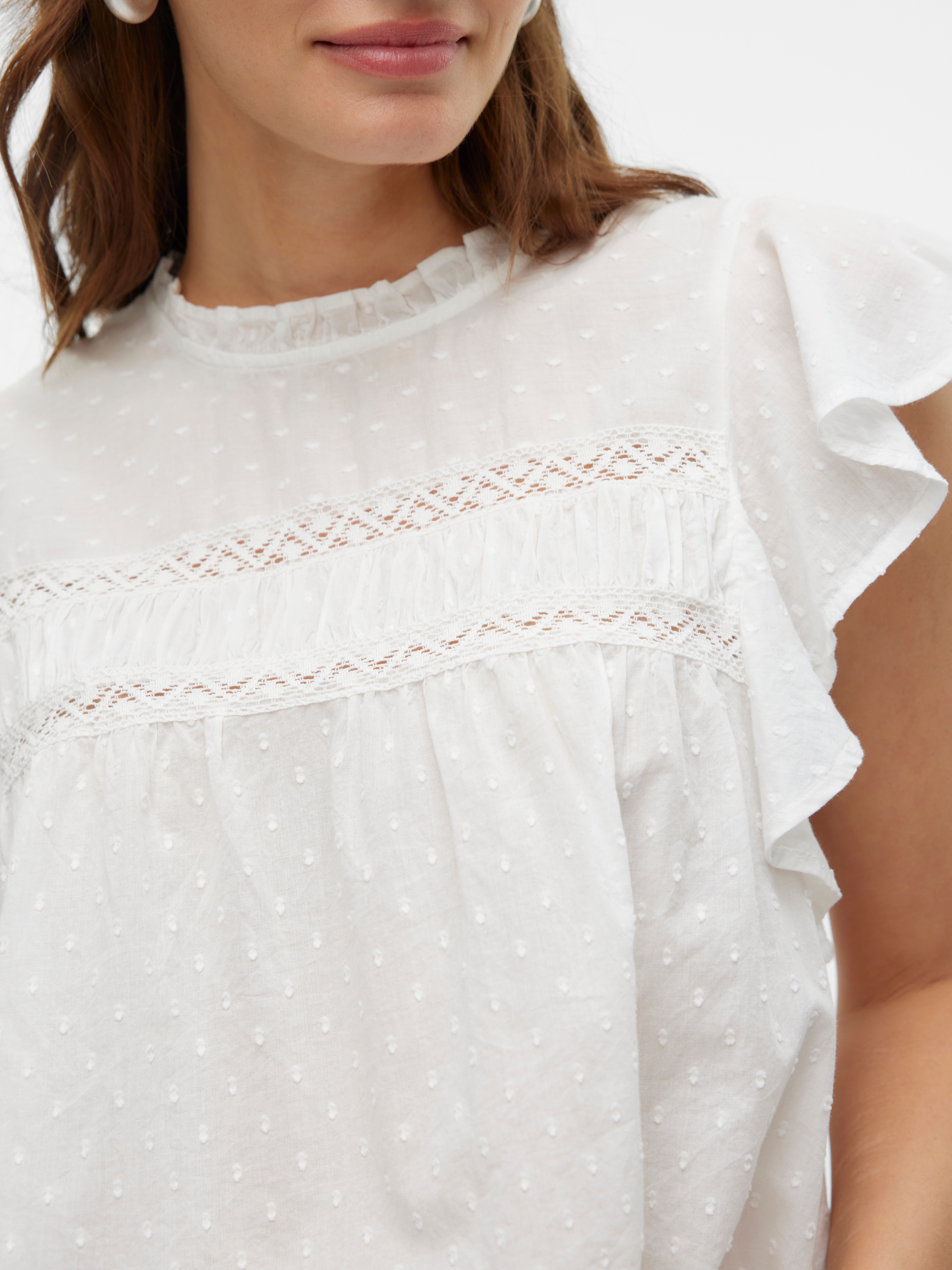 Vero Moda Blusenshirt »VMTRINE SL LACE TOP WVN NOOS« Baumwolle