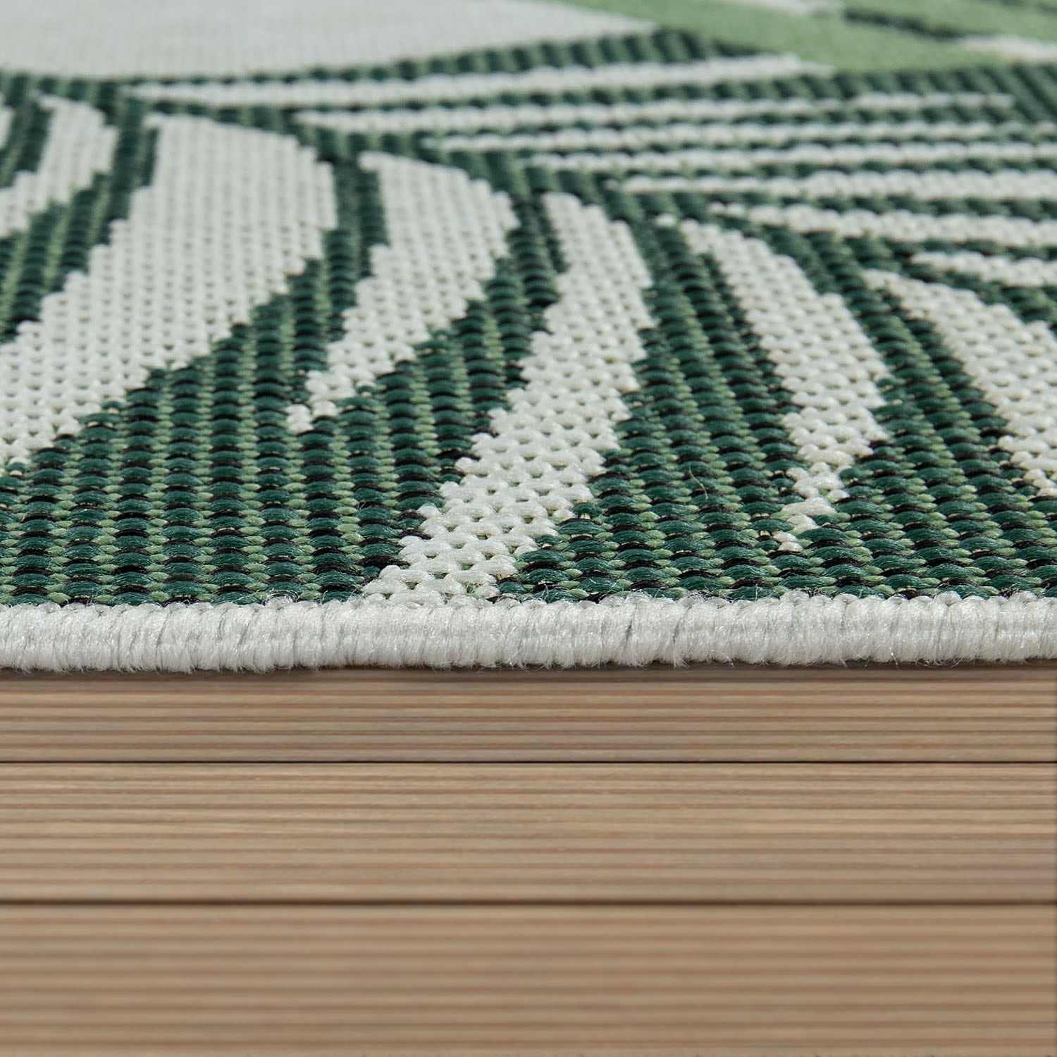 Paco Home Teppich »Ostende Flachgewebe, 547«, Motiv rund, Palmenblätter, Wohnzimmer und In- kaufen online Outdoor geeignet