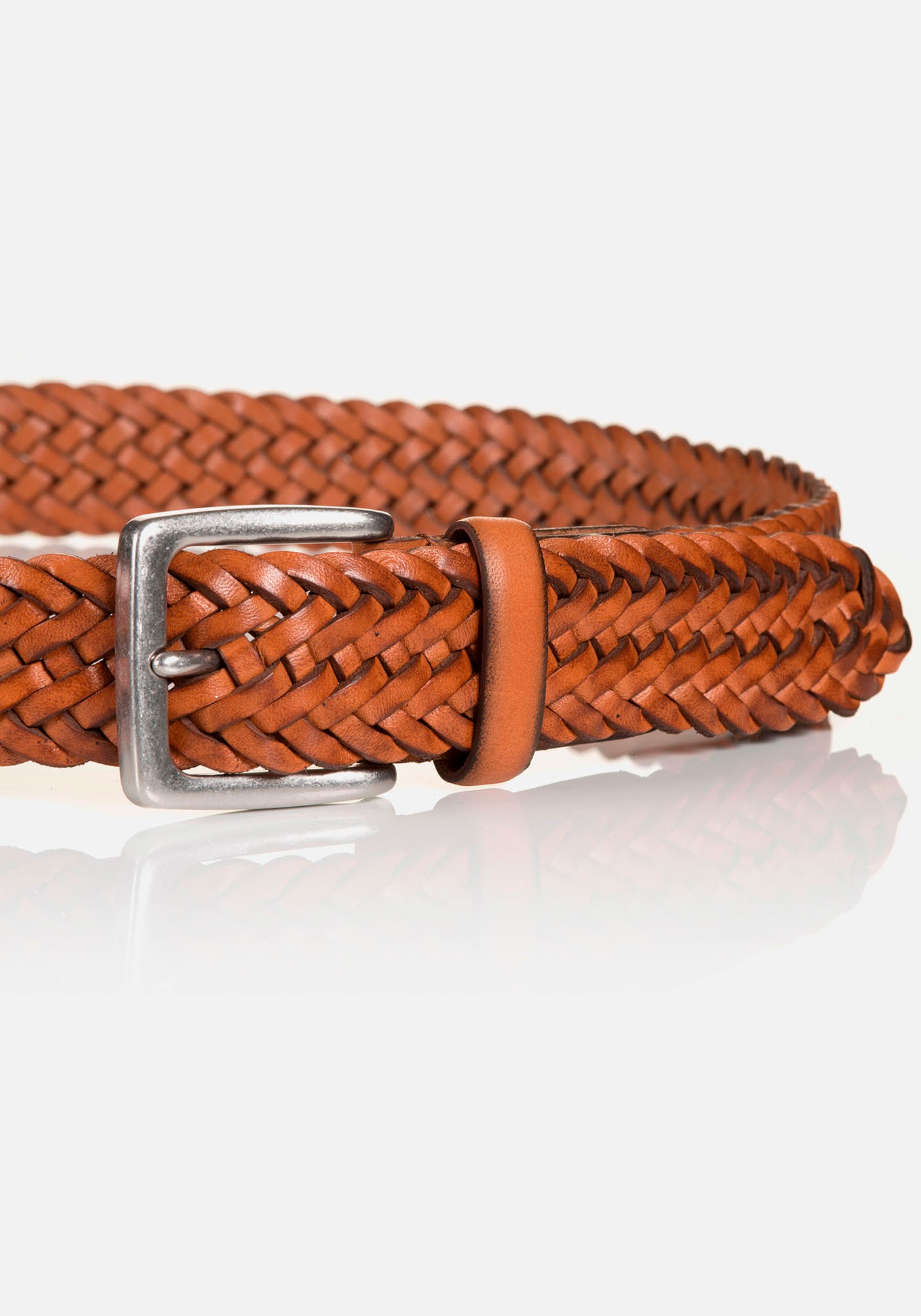 MONTI Ledergürtel, 3,5 cm breit, Business-Casual, Glattleder geflochten