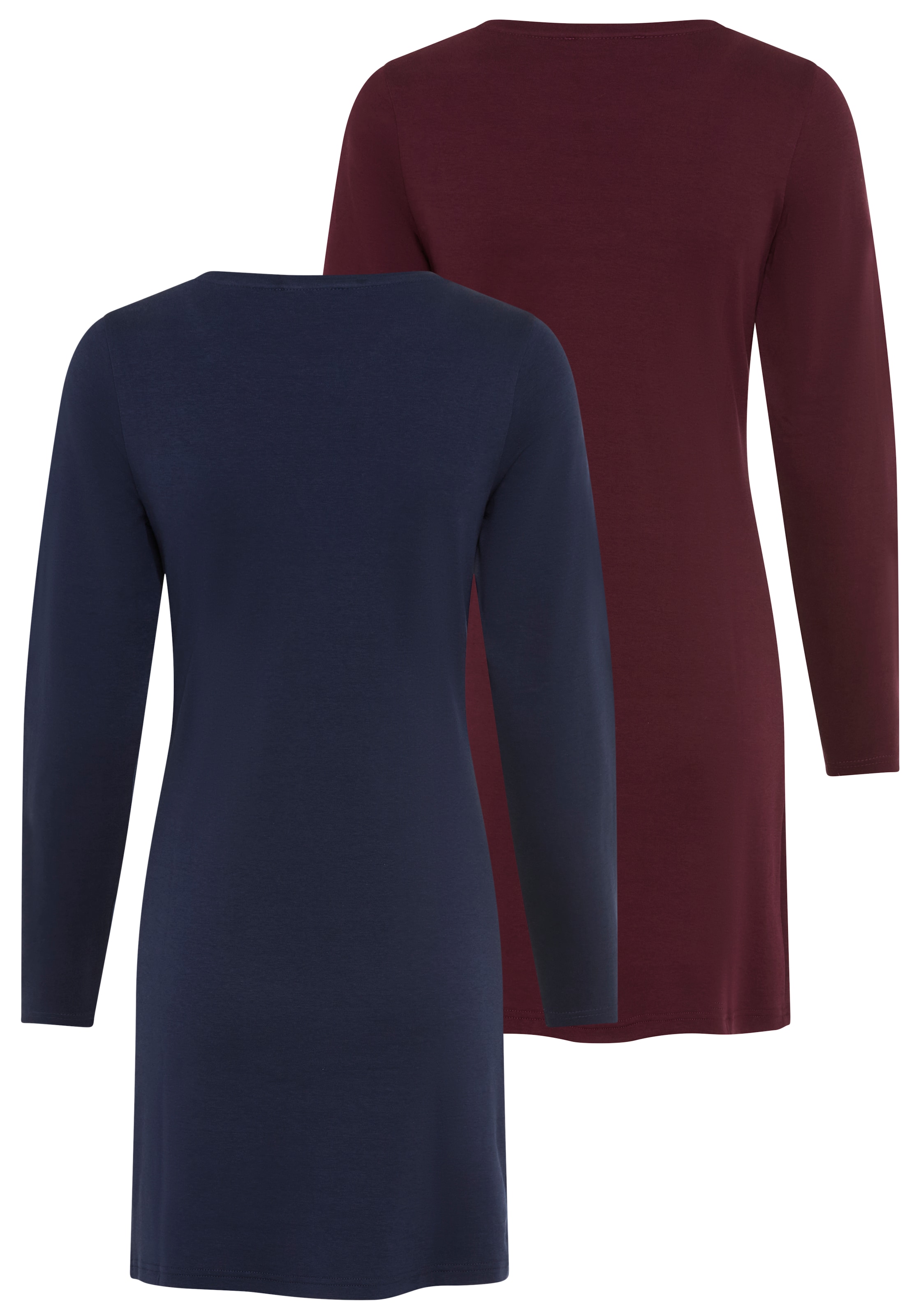 Flashlights Shirtkleid »Basic-Schnitt mit Rundhals und langen Ärmeln« Packung, 2-er Pack,  aus weichem Interlock-Stoff, figurnaher Schnitt