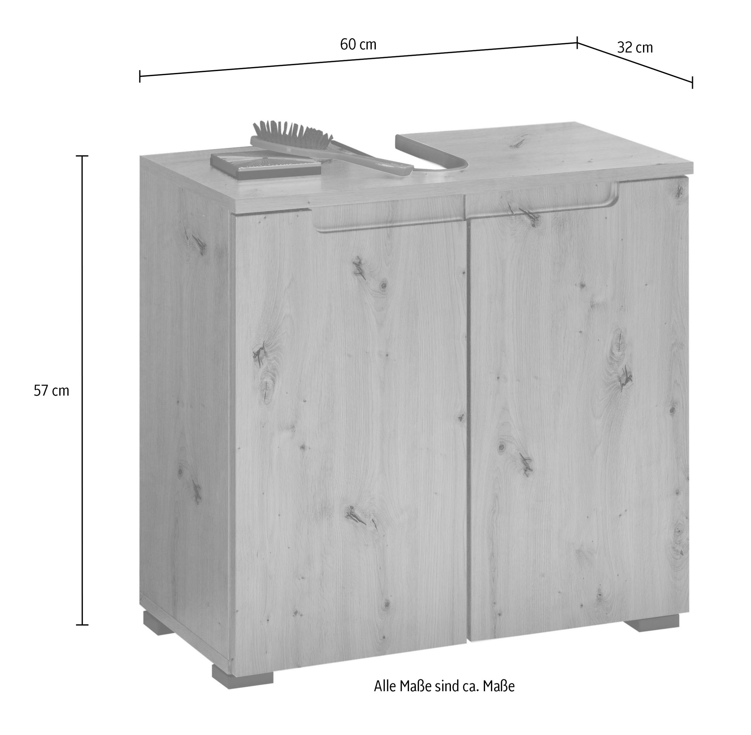 BASIC by Balculina Waschbeckenunterschrank »Spice, Badezimmerschrank BxTxH 60x57x32 cm«, (1 St.), Breite 60 cm, Griffmulden