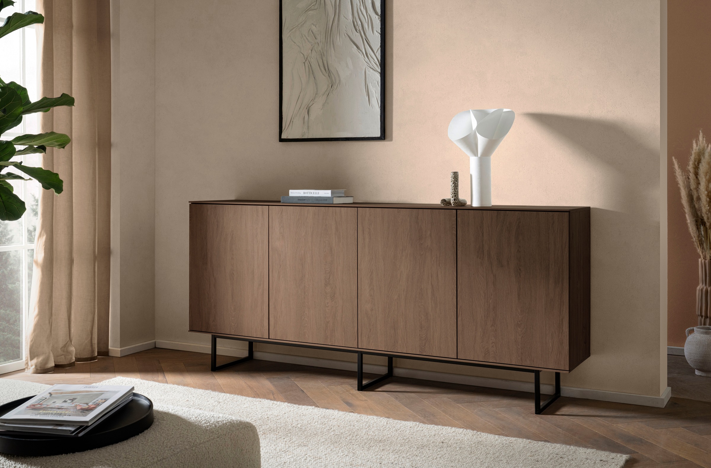 Home affaire Sideboard »Lund, moderner Schrank, Kommode mit Kufengestell« optisch dünner Oberboden, hochwertige Optik, ausreichend Stauraum