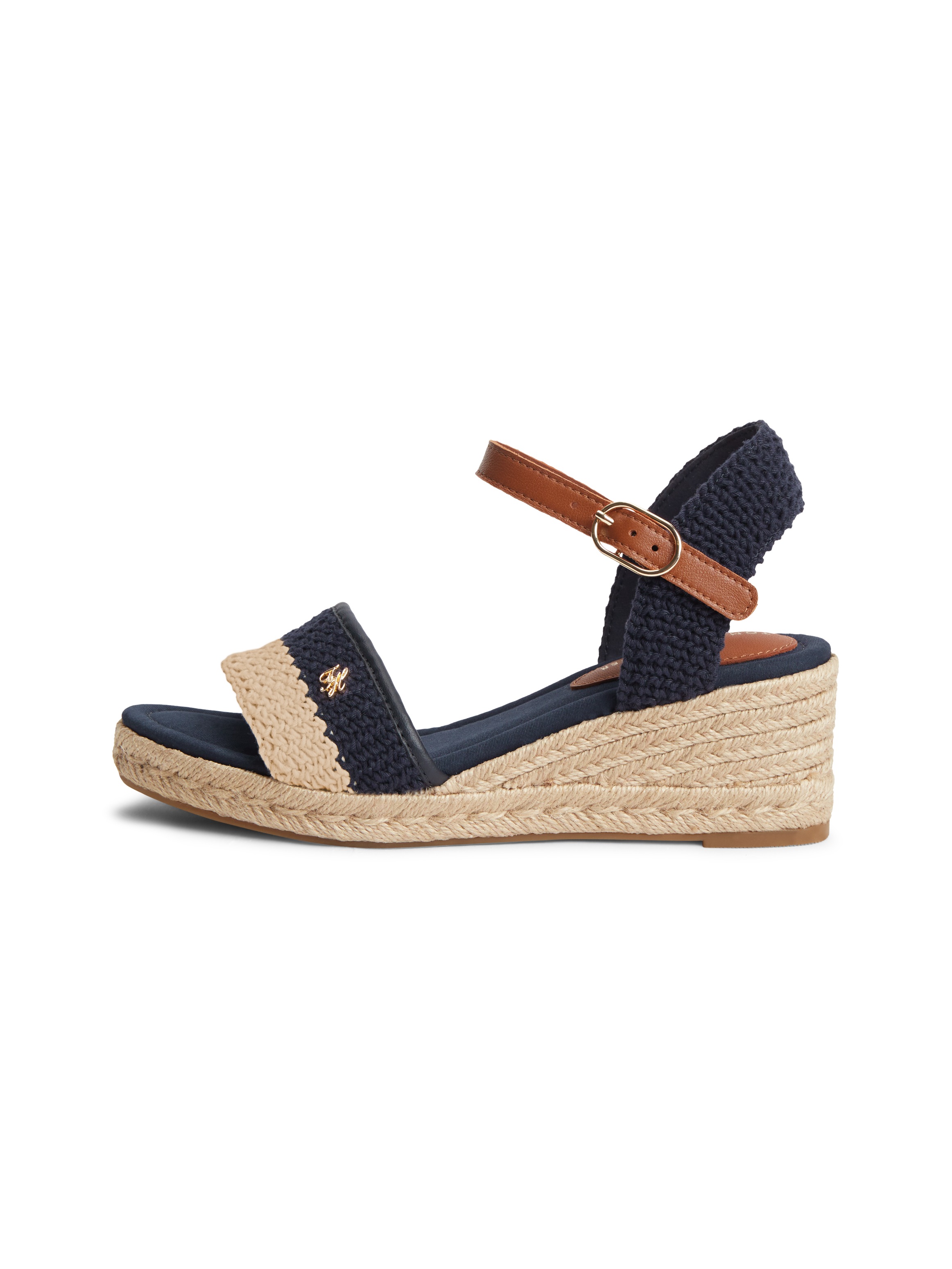 Tommy Hilfiger Keilsandalette »TH MID ESPAD WEDGE CROCHET«  Sommerschuh, Riemchensandale in sommerlicher Häkel-Optik, schmale Form