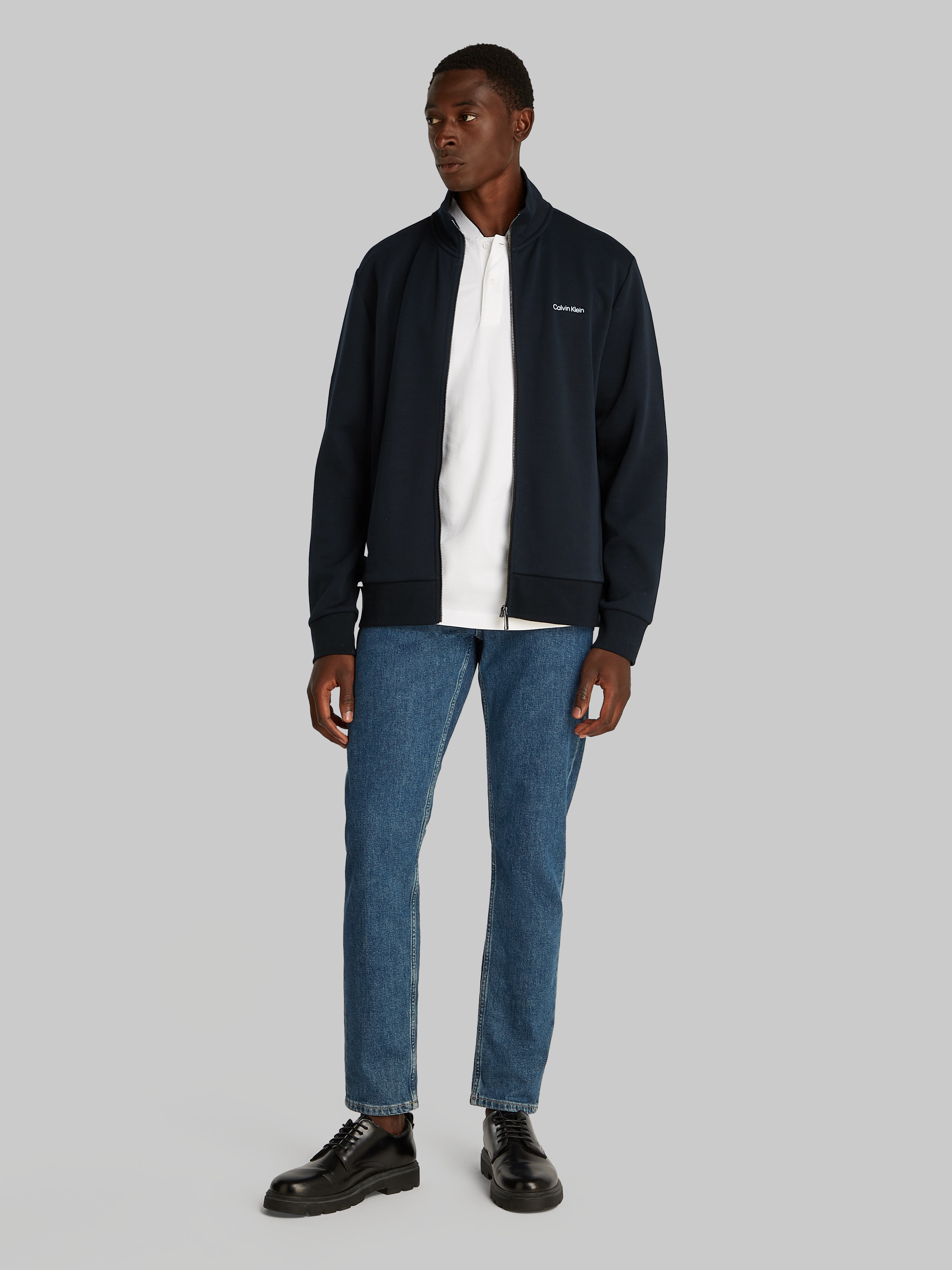 Calvin Klein Sweatshirt »MICRO LOGO MOCK NECK ZIP THROUGH«, mit Logo auf der Brust