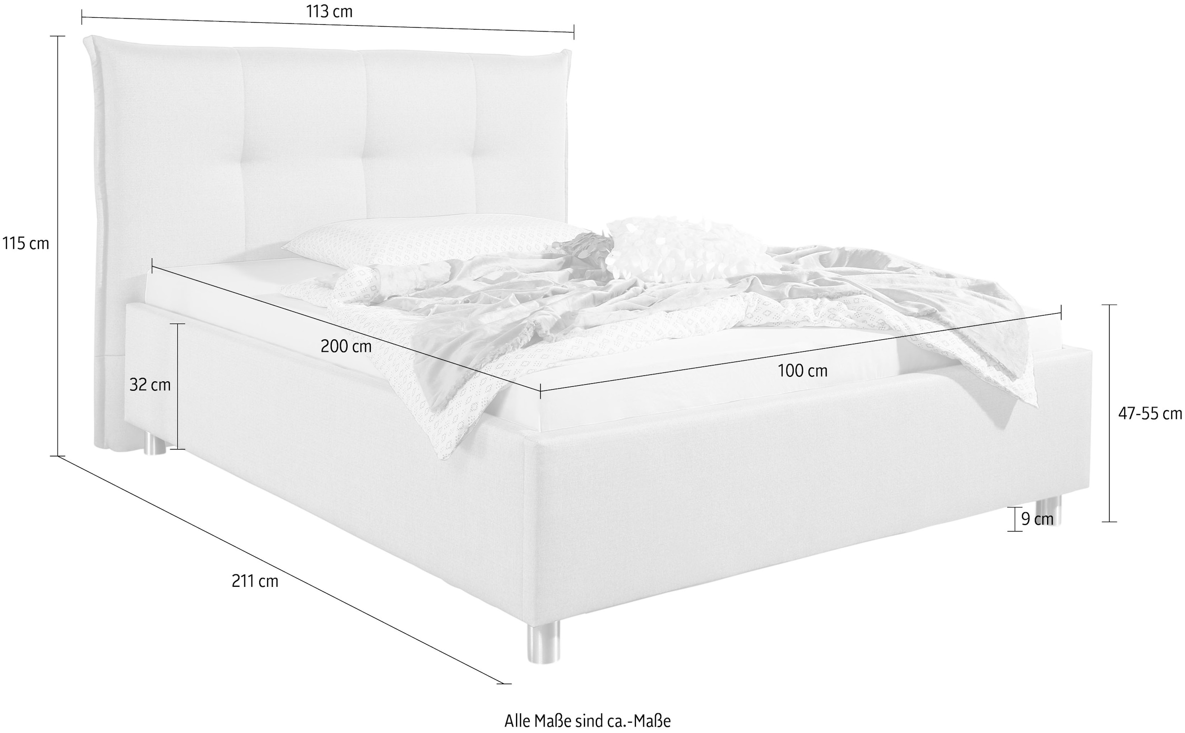 Maintal Polsterbett »Portneuf« Bettseiten zerlegt, ohne Bettkasten