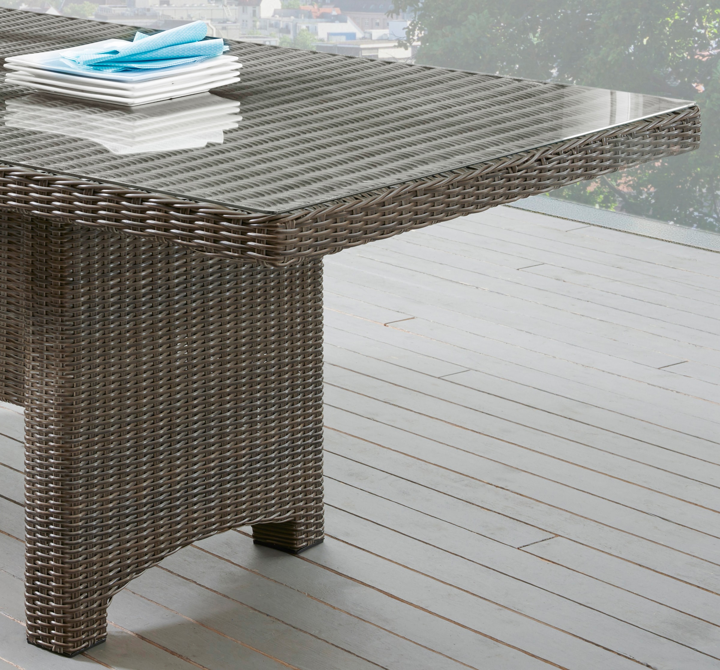 Destiny Gartentisch »LUNA«, (200x75x100cm), Aluminium, Polyrattan
