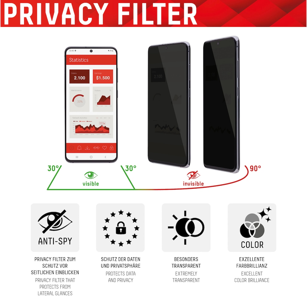 Displex Displayschutzfolie »DISPLEX Privacy Glass Panzerglas für Samsung Galaxy S21 5G (6,2")«, für Samsung Galaxy S21