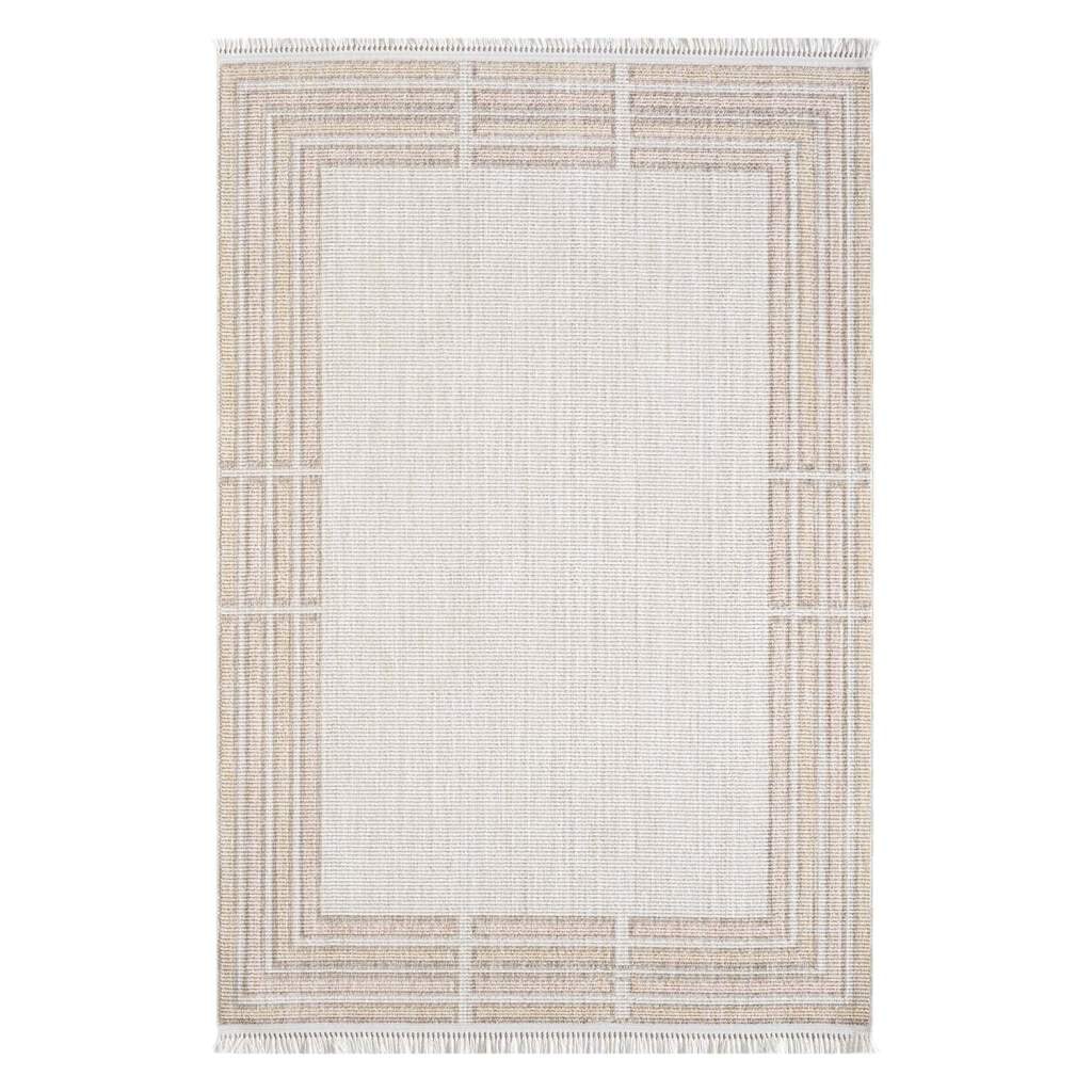 Carpet City Teppich »CLASICO 9068«, rechteckig, 11 mm Höhe, Läufer, Kurzflor, Hochtief-Muster, Boho, Fransen, Wohnzimmer