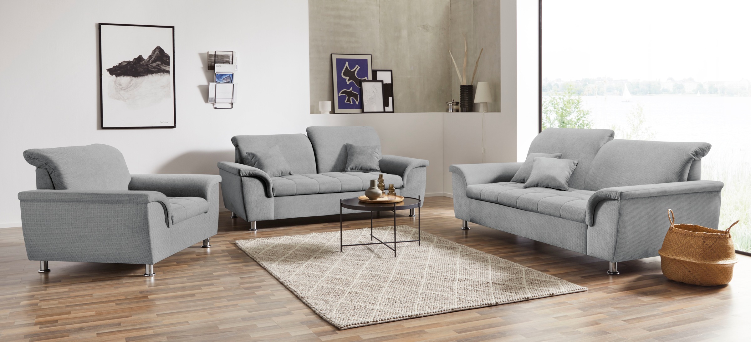 DOMO collection 2-Sitzer »Franzi«, wahlweise mit Kopfteilverstellung, inklusive Zierkissen