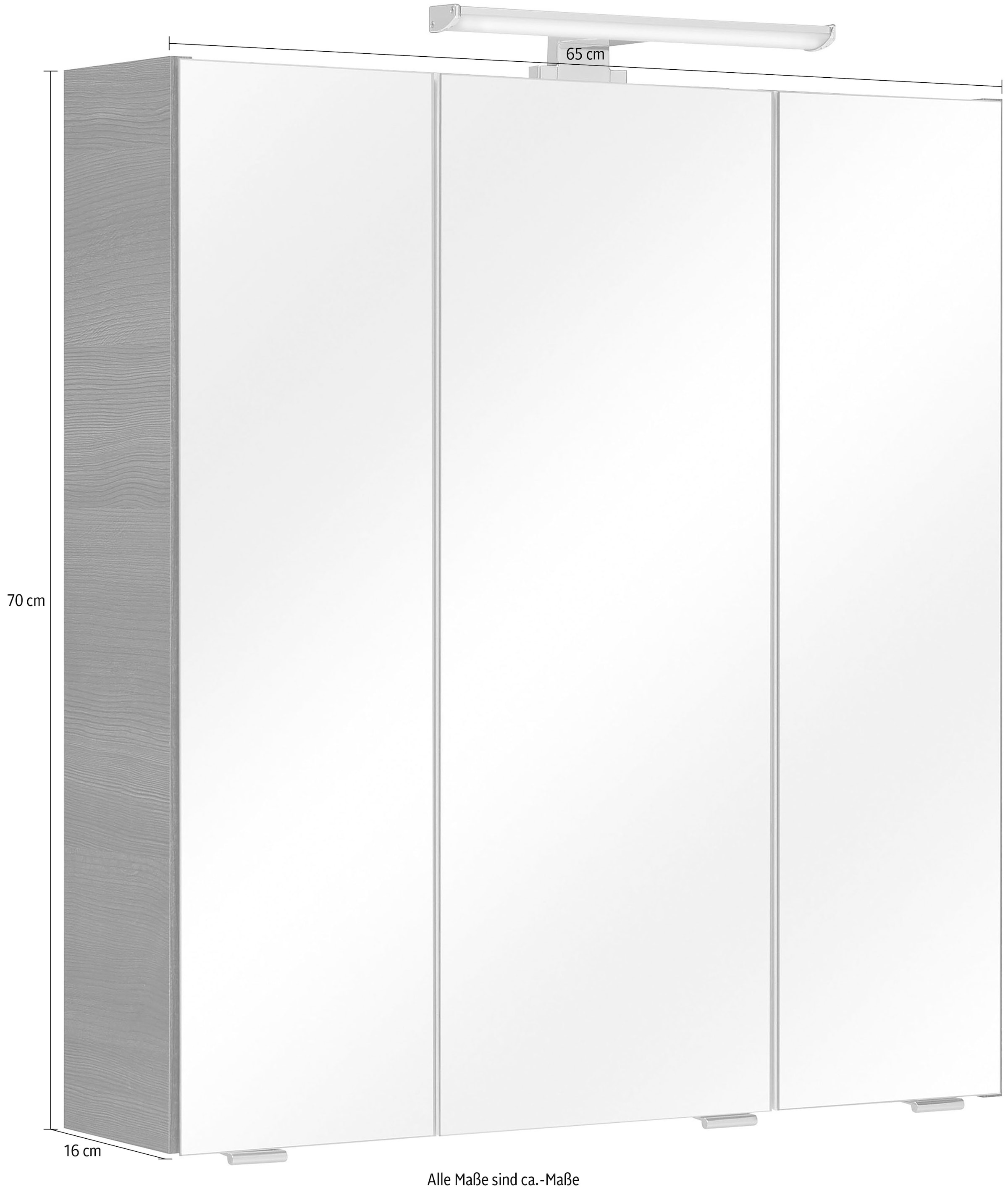 Schalter-/Steckdosenbox Spiegelschrank online XXL »Quickset«, 3-türig, | mit LED-Beleuchtung, PELIPAL Jahren Garantie cm, Breite kaufen 65 3
