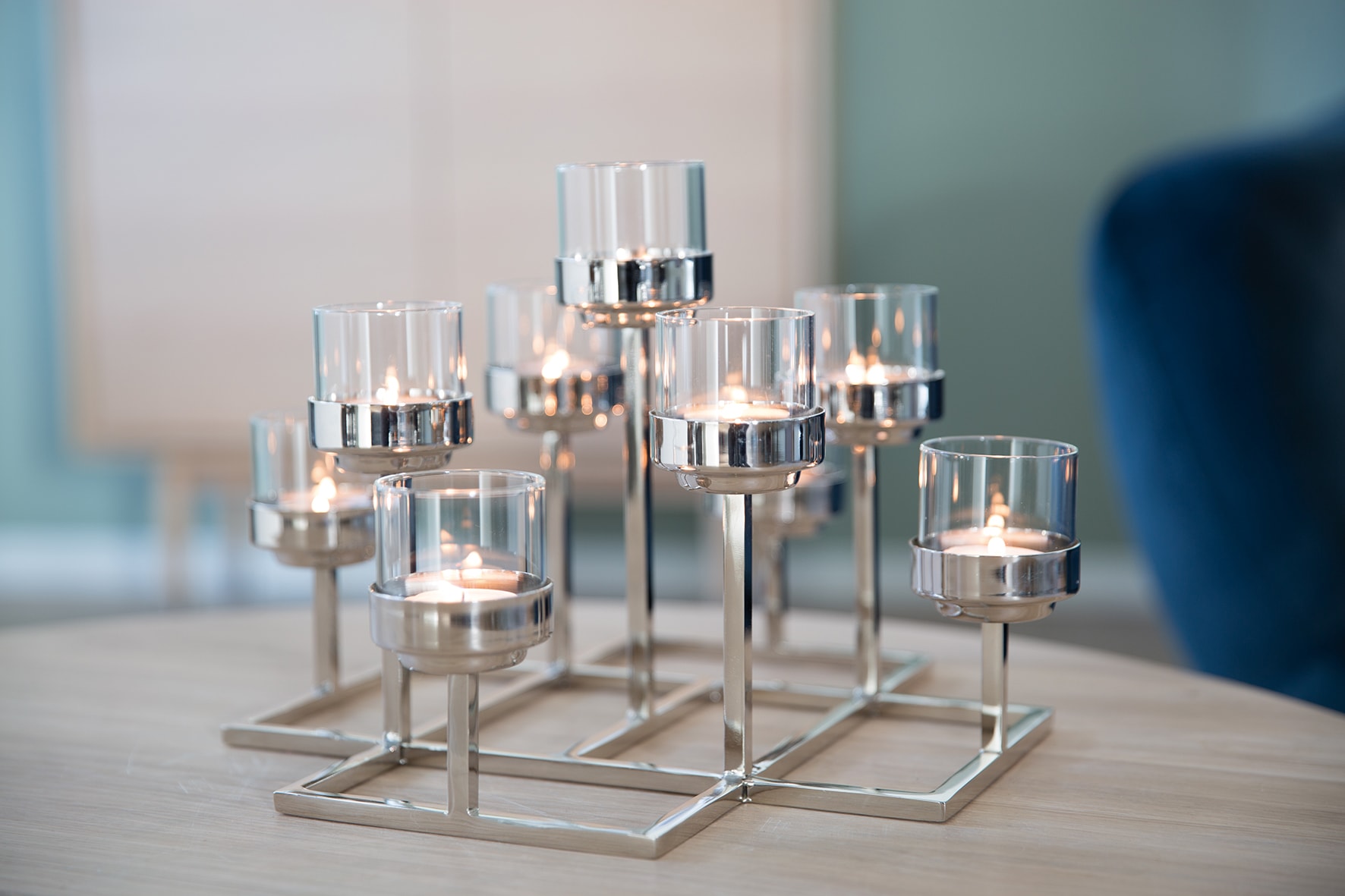 Fink St.), Glas, bestellen »CLAVIO, aus Kerzenhalter 9-flammig Weihnachtsdeko«, auf und Edelstahl (1 Rechnung
