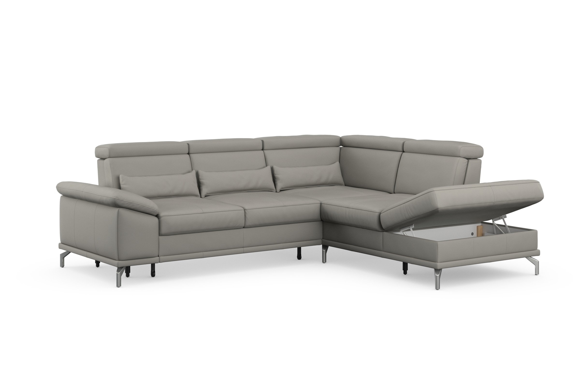 sit&more Ecksofa »Cabrio L-Form, mit Sitztiefenverstellung, Arm- und Kopfteilverstellung«, 3 Nierenkissen, Federkern, optional Bettfunktion und Stauraum