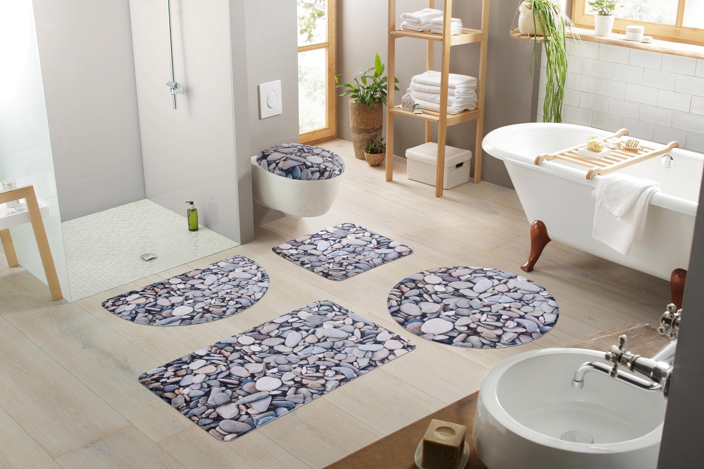 my home Badematte »Steine«, rutschhemmend beschichtet-Memory Schaum, fußbodenheizungsgeeignet-schnell trocknend-strapazierfähig, mit Foto-Motiv, auch als 2 teiliges Badematten Set erhältlich