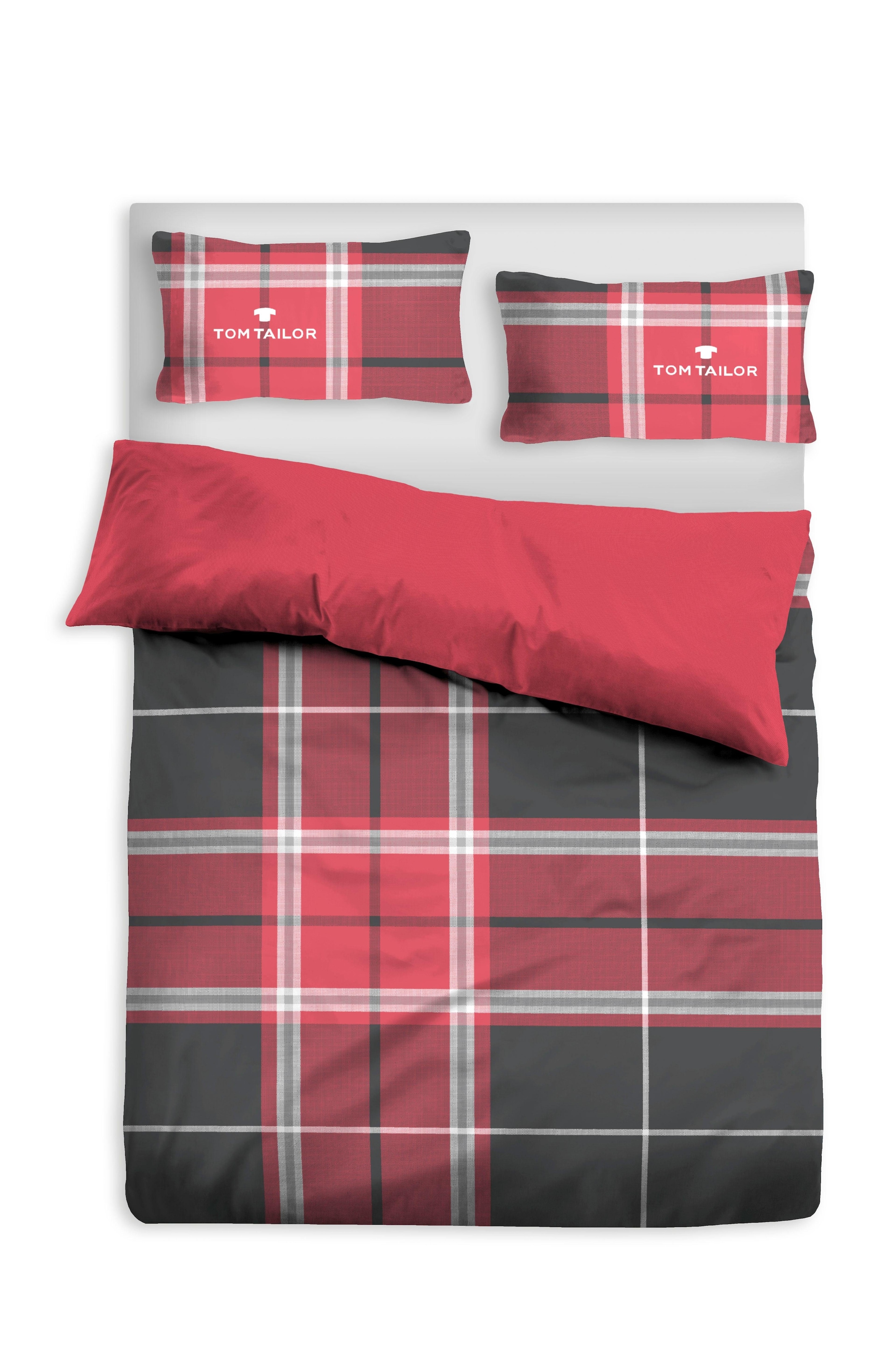 TOM TAILOR HOME Wendebettwäsche »Eric in Gr. 135x200 oder 155x220 cm«, mit Reißverschluss, mit GRATIS-Zugabe: Sportbeutel aus 100% Baumwolle