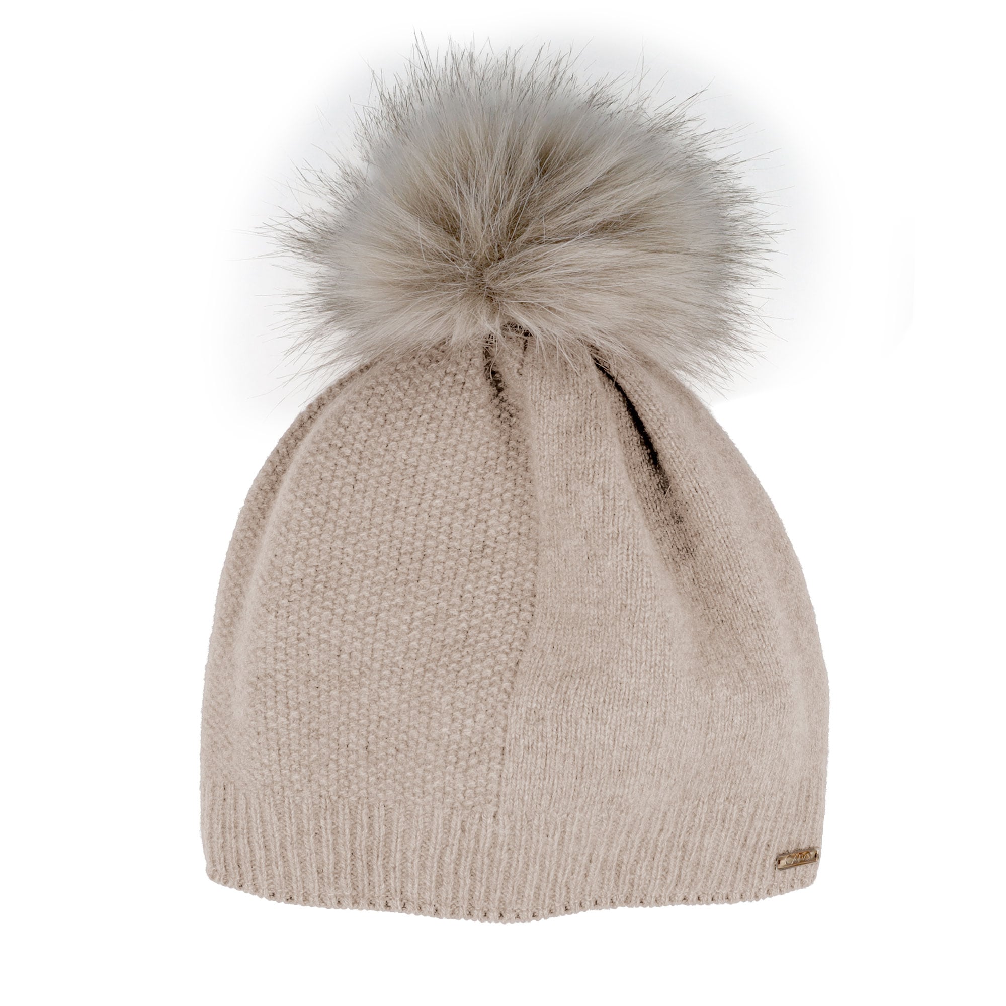 CAPO Strickmütze Wintermütze, Kaschmir-Wolle-Mischung, Futter, Fake-Fur, Struktur