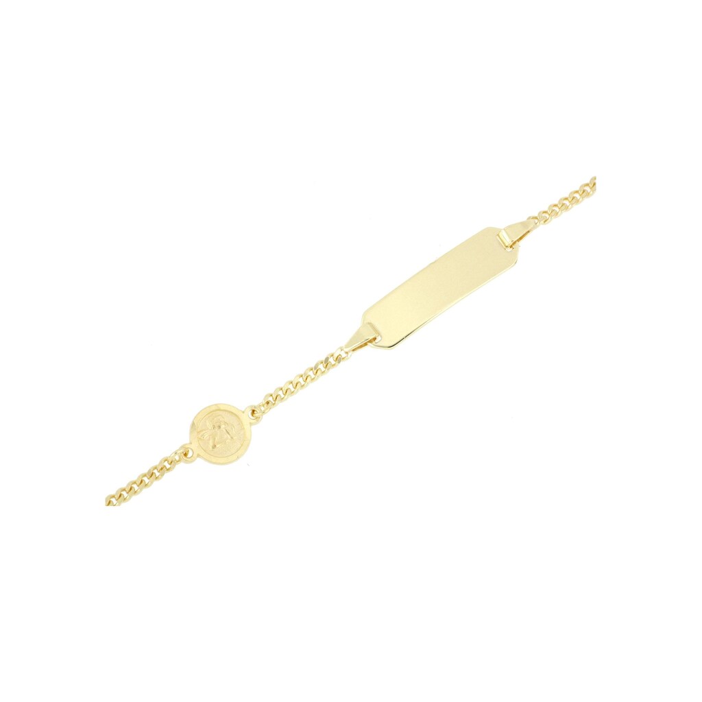 Firetti Armband »Engeleinhänger rund, Gravurplatte, glänzend, vergoldet, 2-fach diamantiert, mit Gratisgravur«