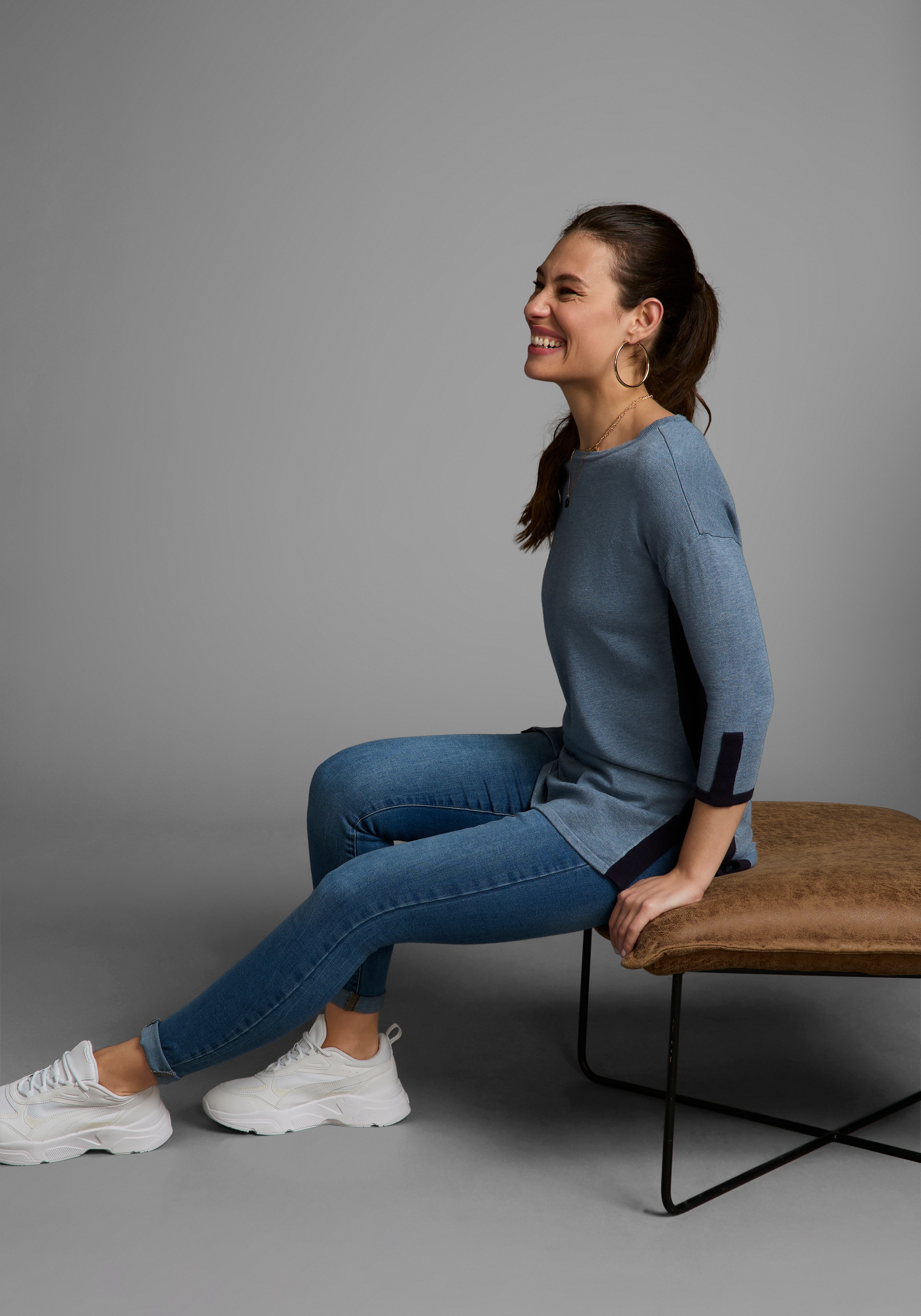 Laura Scott Longpullover, in Kontrastfarben