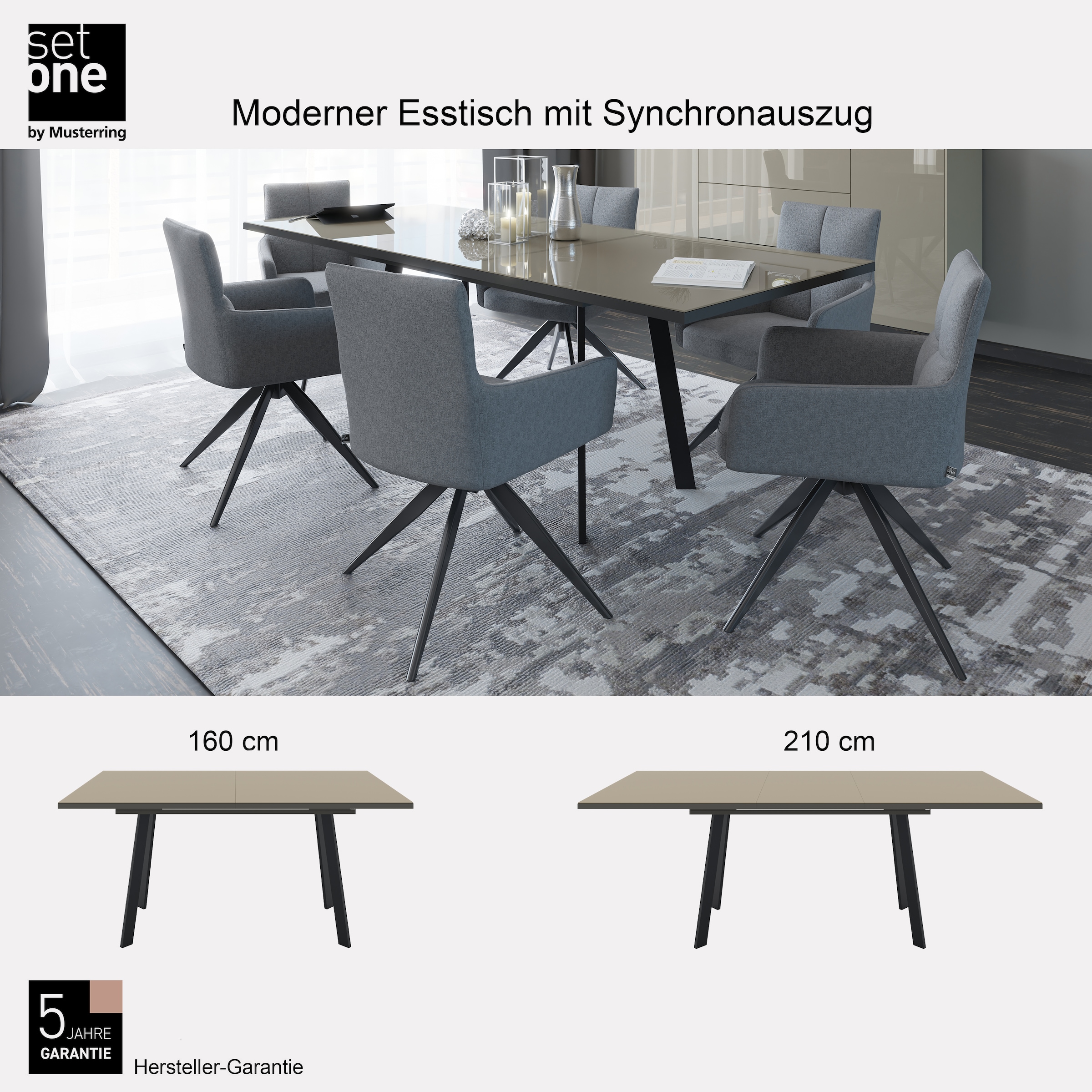 set one by Musterring Esstisch »Reno« 1 Stk. tlg. Mit Vierkantfuß, wählbaren Gestellen und Plattenfarben