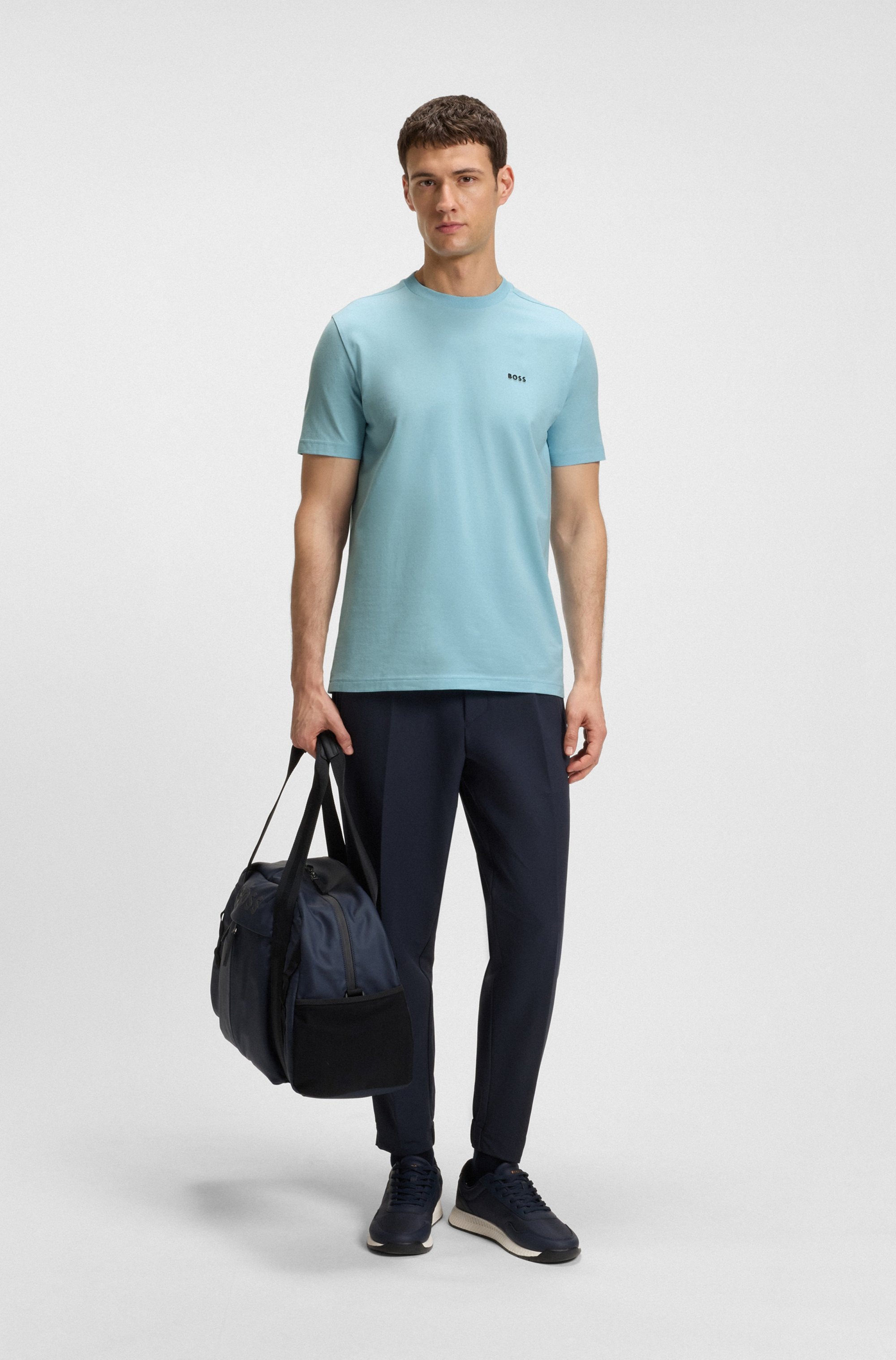 BOSS GREEN Rundhalsshirt »Tee«, mit gummiertem Kontrast-Logo