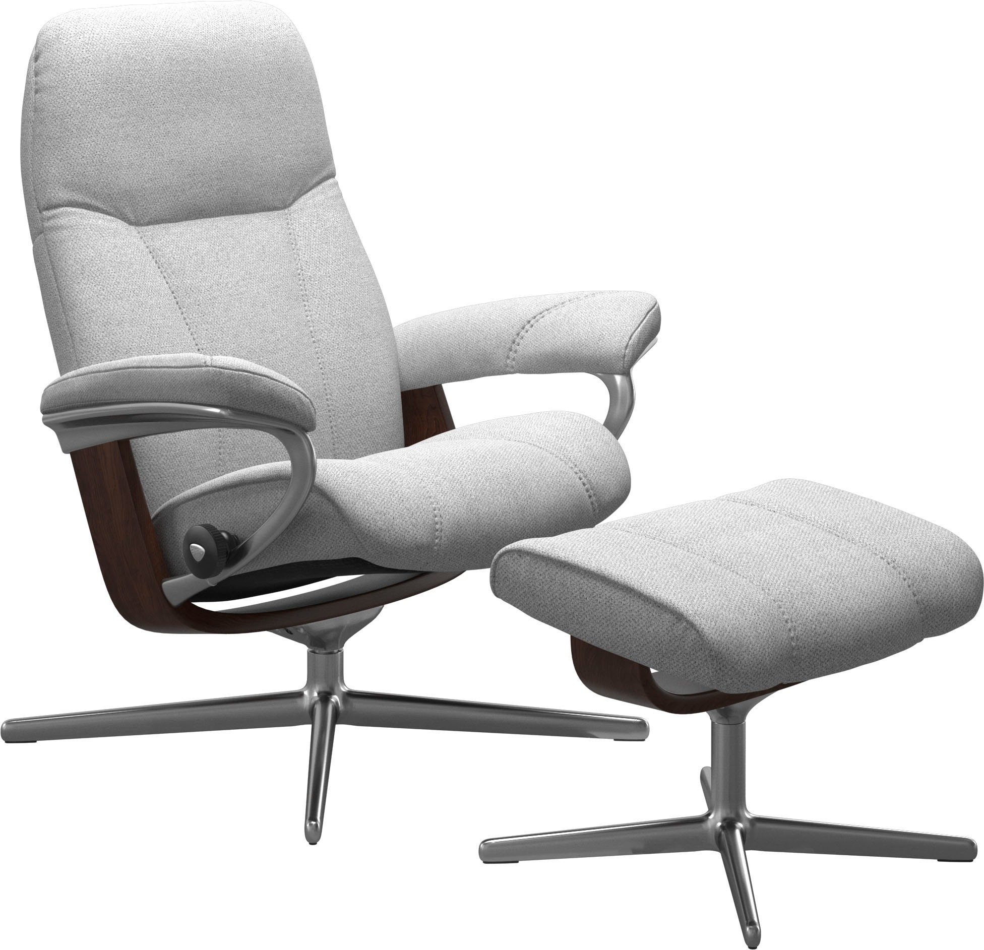 Stressless® Relaxsessel »Consul«, (Set, Relaxsessel mit Hocker), mit Hocker, mit Cross Base, Größe S, M & L, Holzakzent Braun