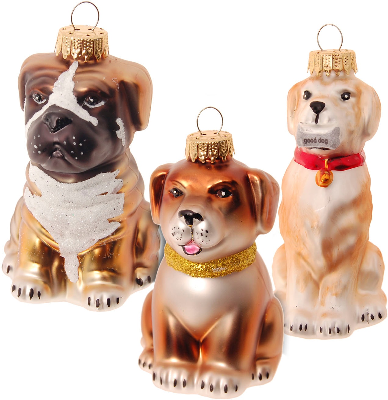 Krebs Glas Lauscha Christbaumschmuck »mit 3 verschiedenen Hunden«, (Set, 3  tlg.), Weihnachtsdeko, Christbaumkugeln aus Glas, Weihnachtsbaumkugel  online kaufen