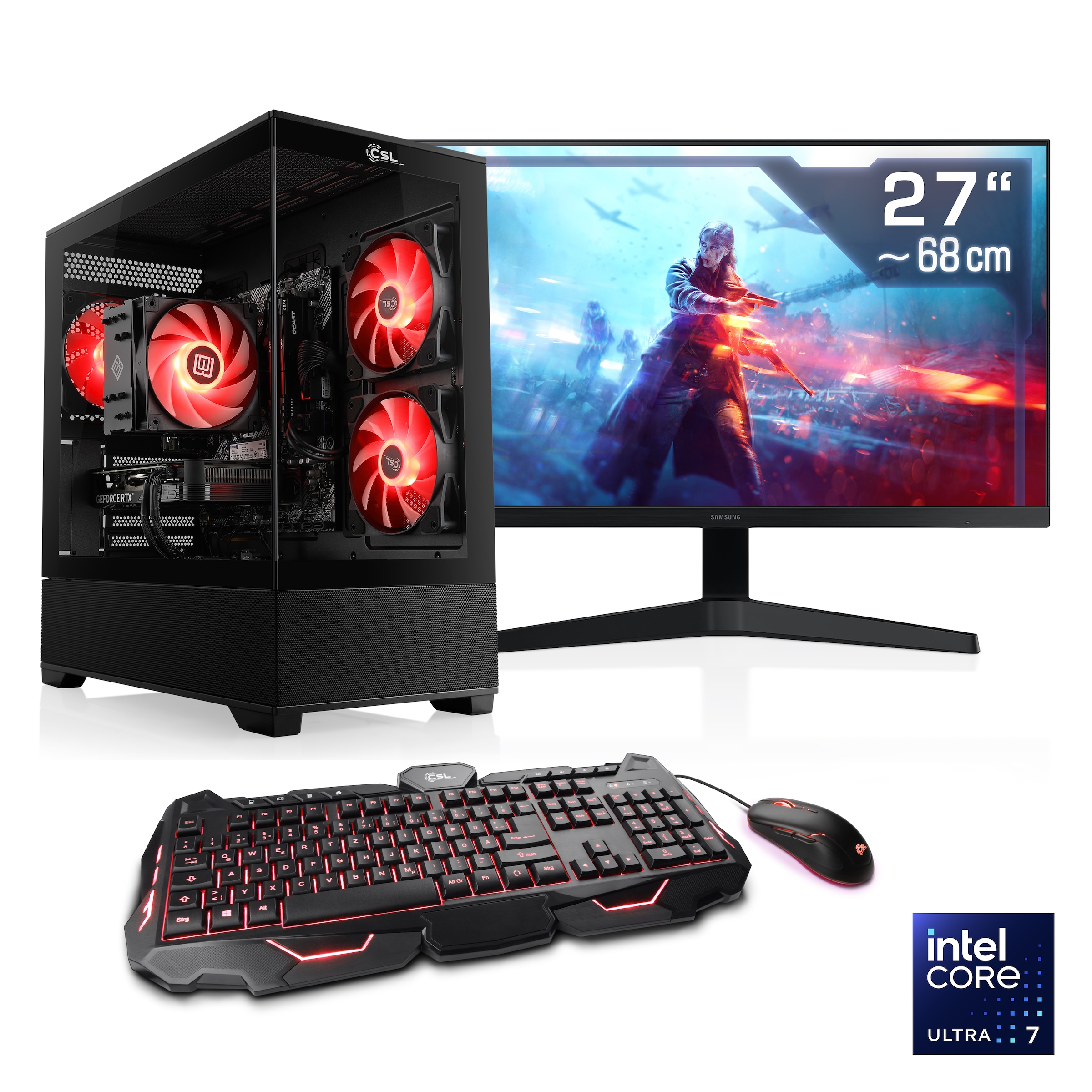 CSL Gaming-PC-Komplettsystem »AeroVision V24455« 27 ″ Intel® GeForce RTX 5070 32 GB RAM 1.000 GB SSD