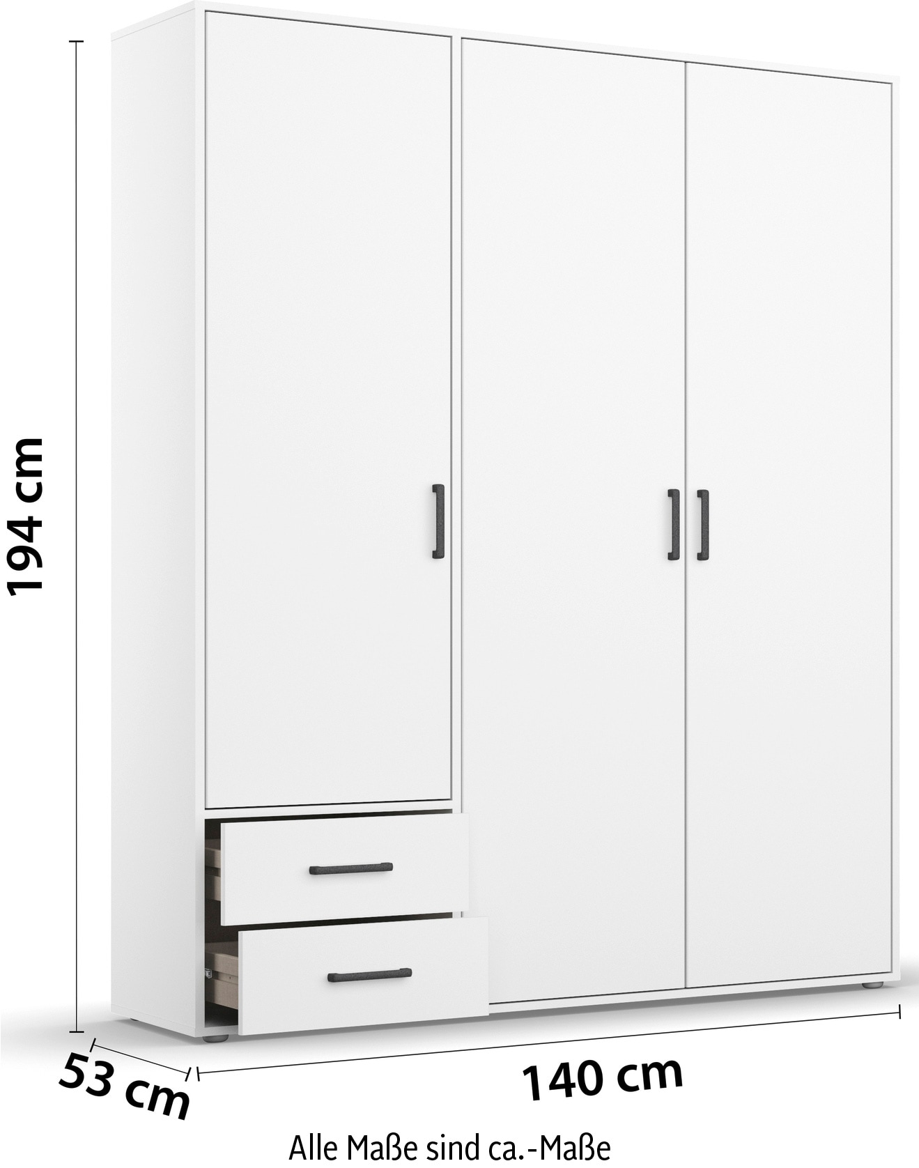 rauch Drehtürenschrank »Voyager, Kleiderschrank mit Außenschubkästen, Garderobe«, (in 3 verschiedenen Ausstattungen BASIC/CLASSIC/PREMIUM), Made in Germany