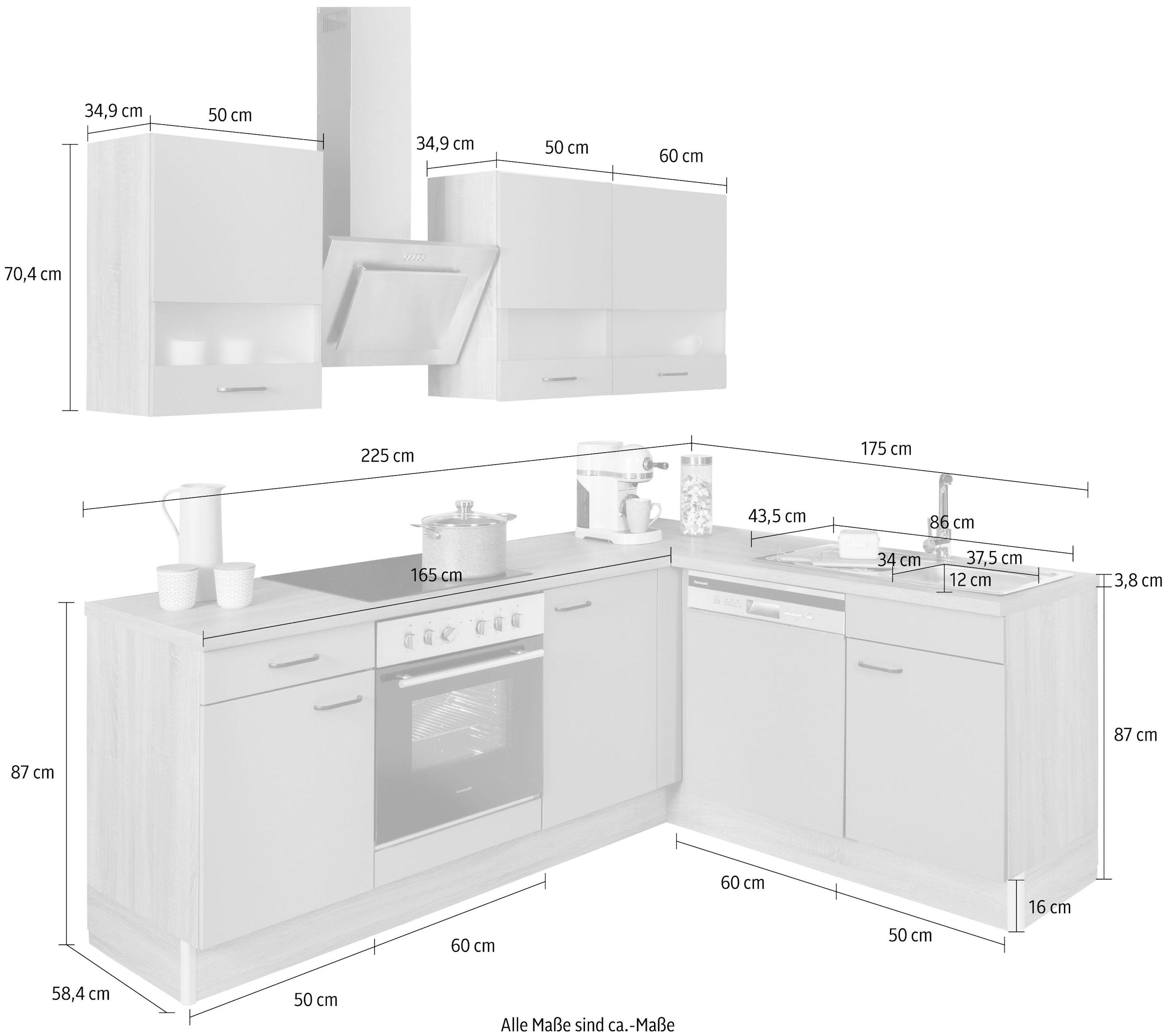 OPTIFIT Winkelküche »Elga«, Premium-Küche, Soft-Close-Funktion, Vollauszug,  Stellbreite 225x175cm bequem kaufen