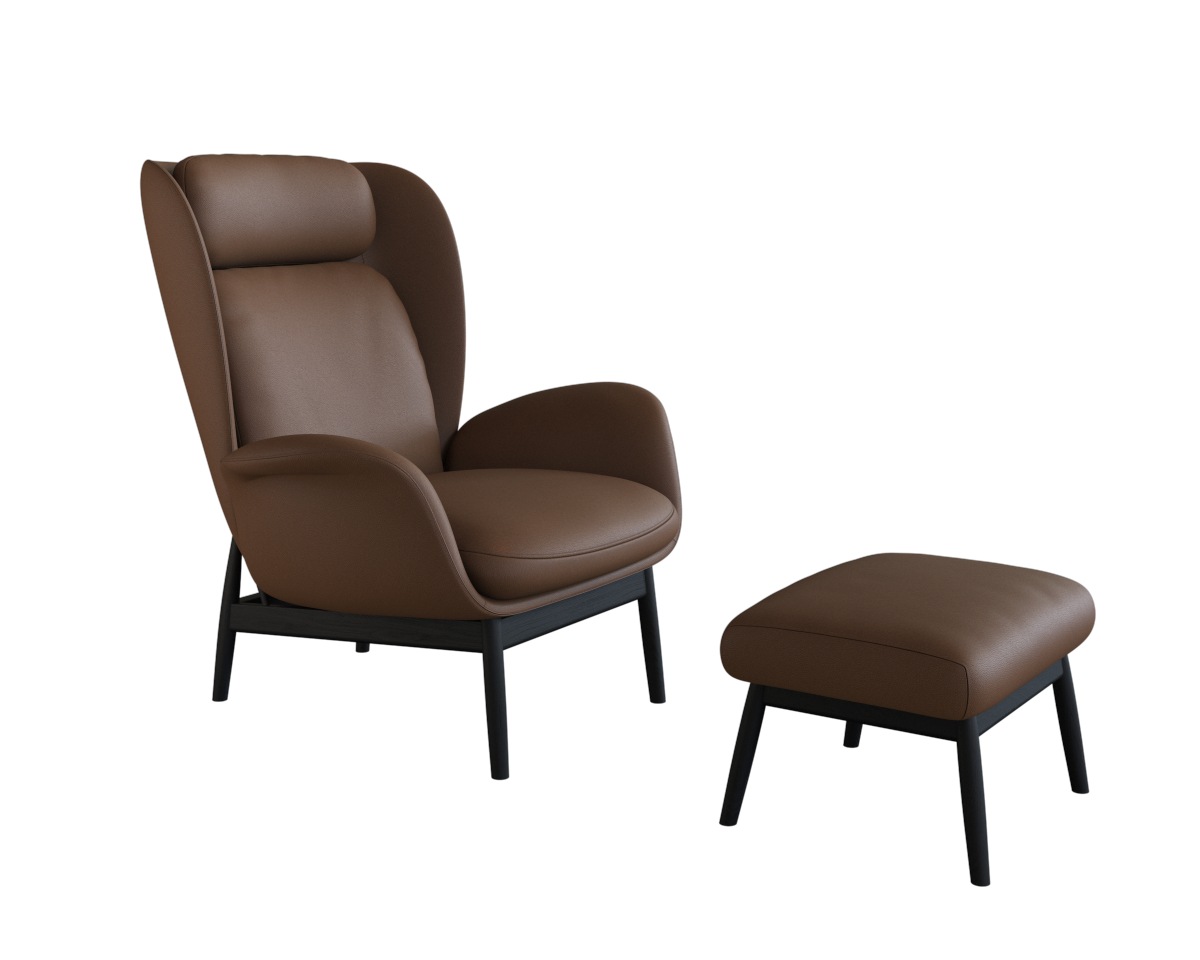 FLEXLUX Ohrensessel »Padova Scandic Design Sessel, erstklassiger Sitz- und Wohlfühlkomfort«, Stil & Komfort, organische Form, Ledenstütze integriert, Fuß schwarz