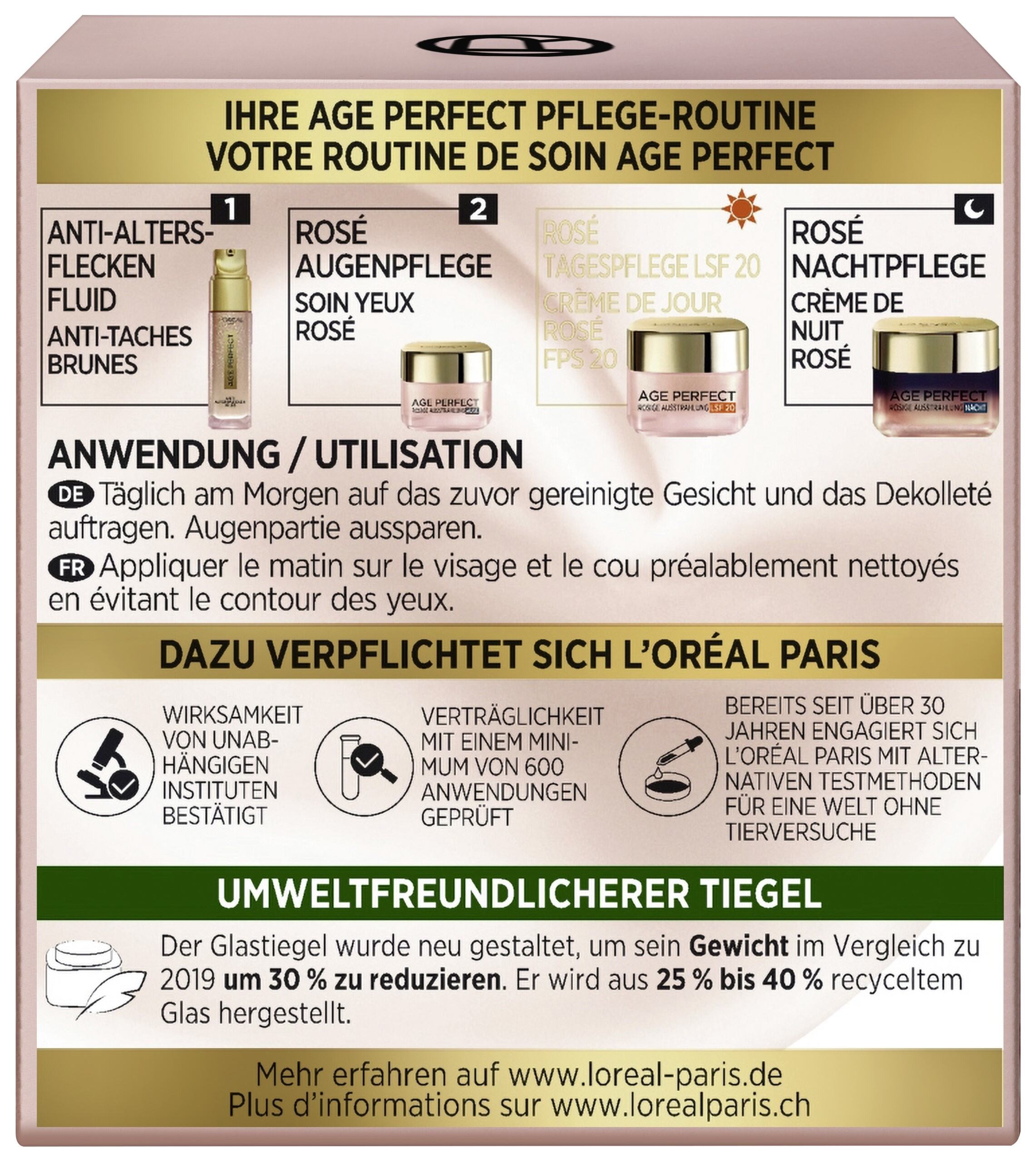 L'ORÉAL PARIS Feuchtigkeitscreme »Age Perfect Golden Age Rosé-Tagespflege LSF20«, mit hoher Wirksamkeit