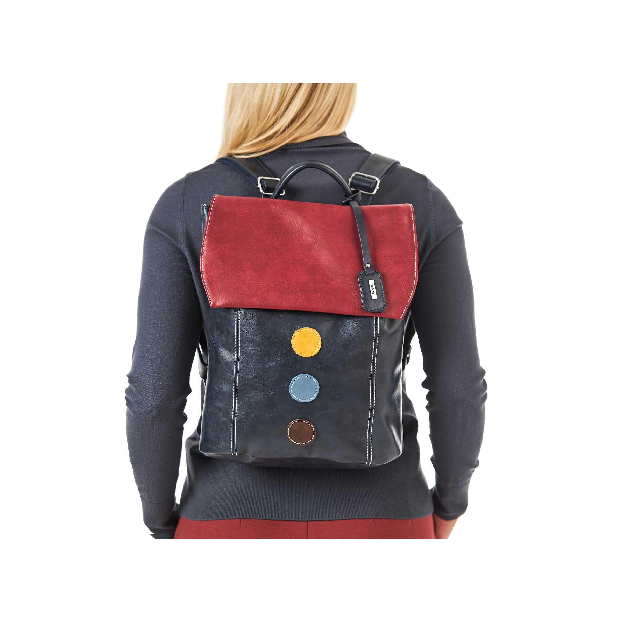 Rieker Cityrucksack, Freizeitrucksack, Shoppingrucksack mit bunten Akzenten