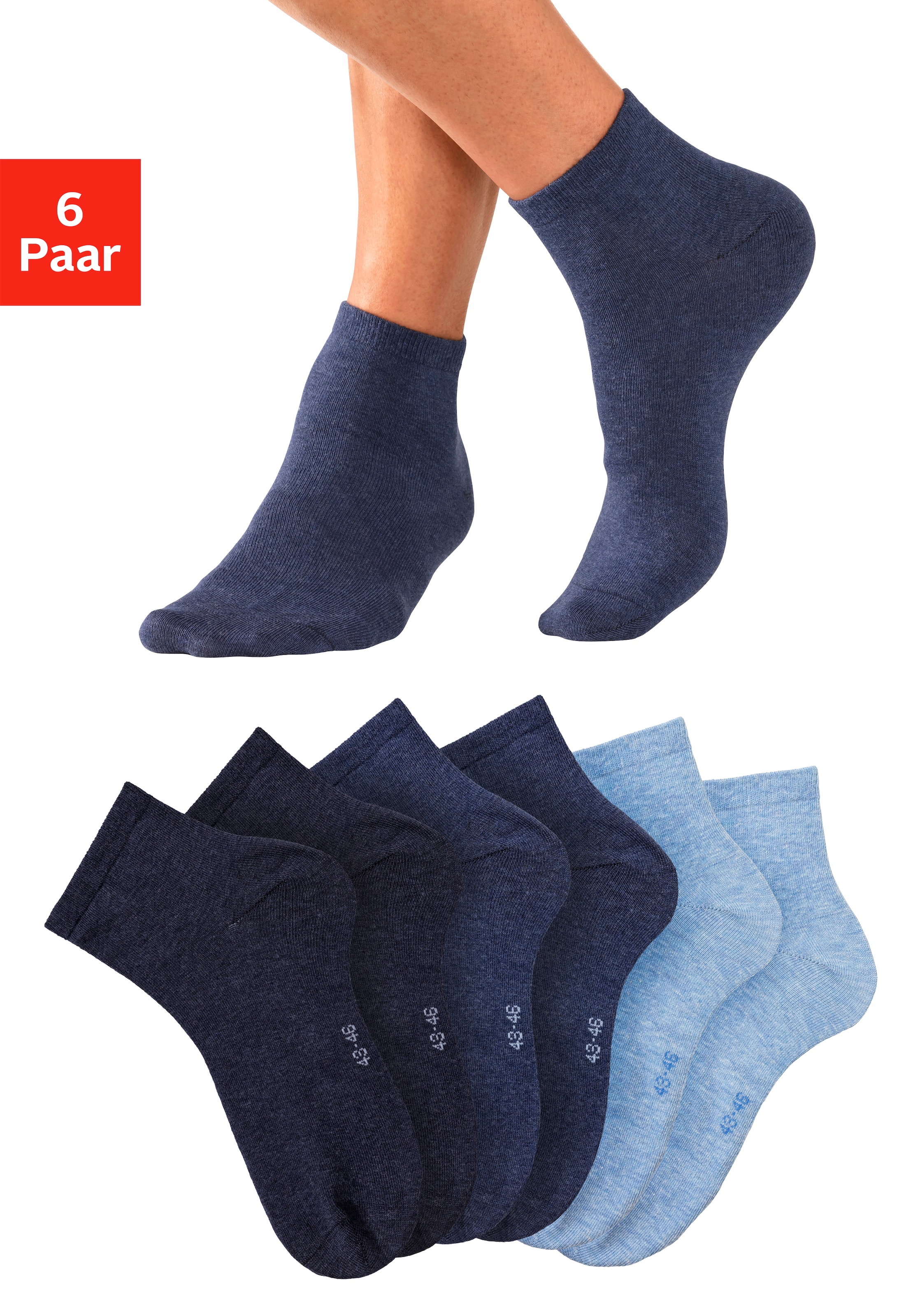 Kurzsocken, (Packung, 6 Paar), mit eingestricktem Markenlogo im Bündchen