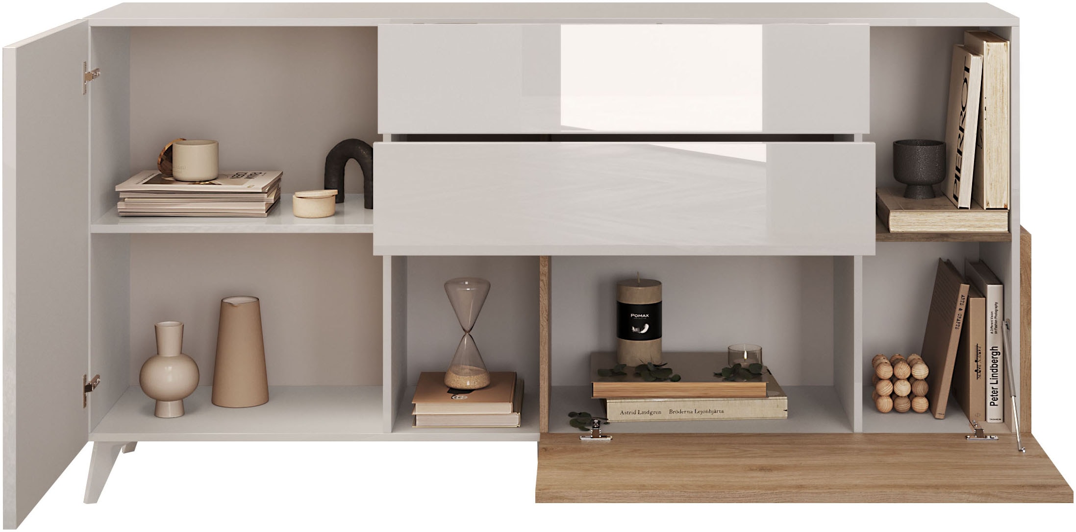 INOSIGN Sideboard »Monaco Breite 181 cm, Anrichte mit 1 Tür, 1 Klappe u. 2 Schubkästen«, Kommode, Soft/Self Closing