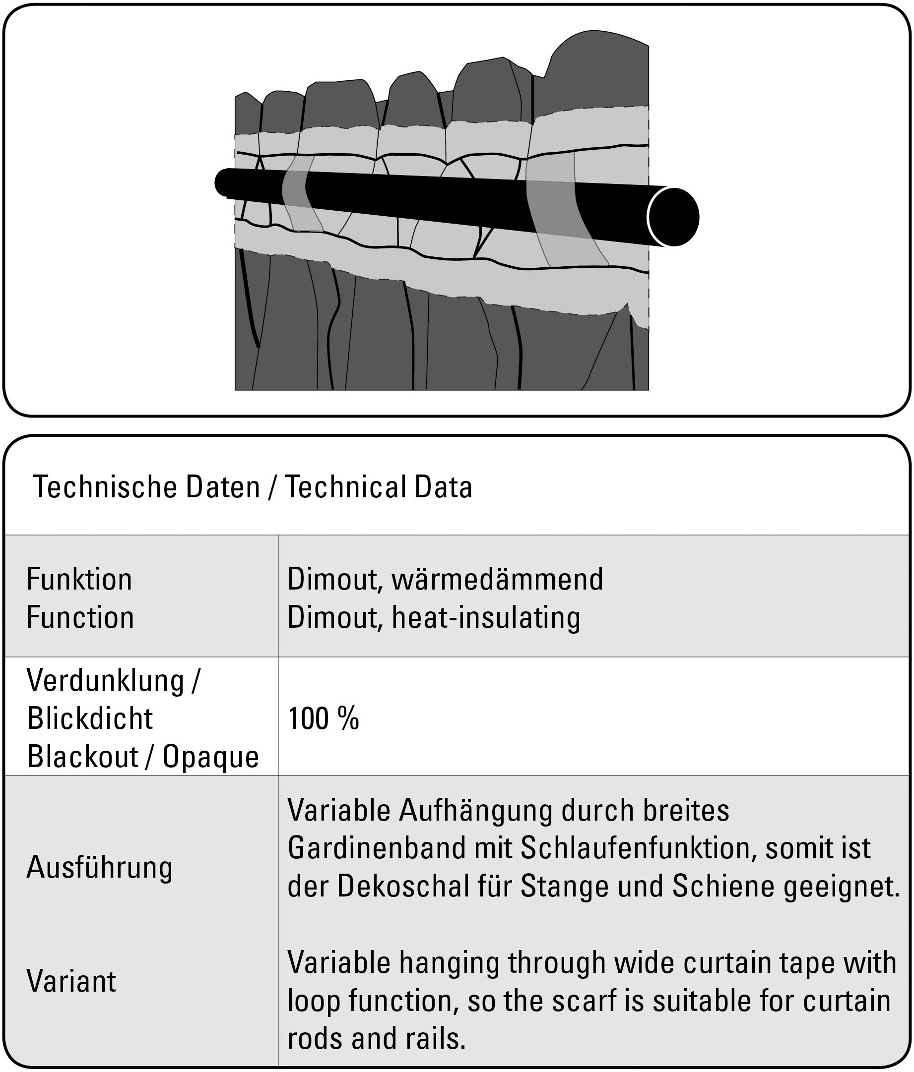 Gardine »Schal Dimout Uni«, (1 St.), mit Gardinenband und verdeckten Schlaufen