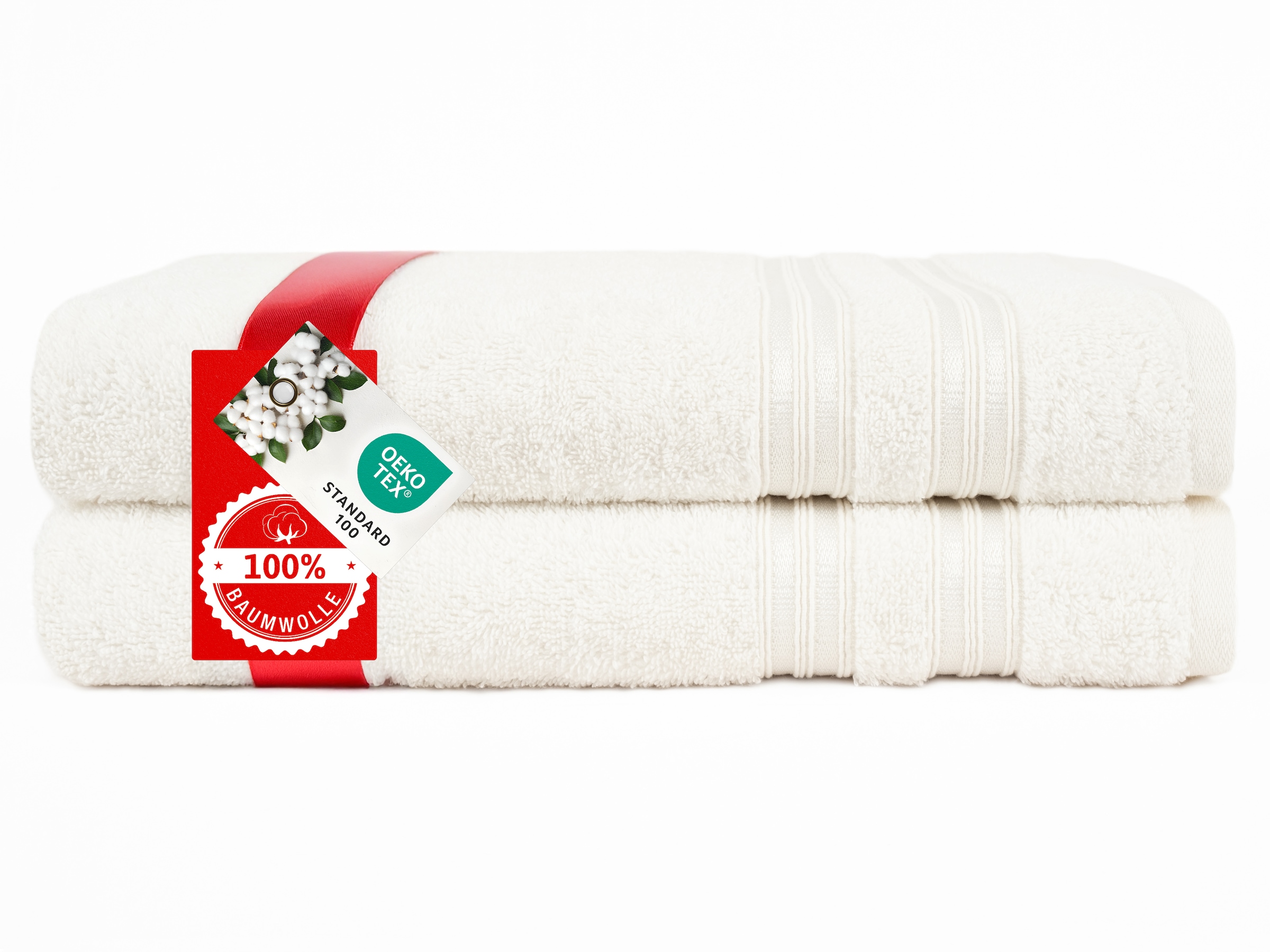 HAMMETEX Duschtuch »2er Set Badetücher 70x140 cm, 100% Baumwolle, Weich & Saugstark« mit Bordüre, einfarbig, weich