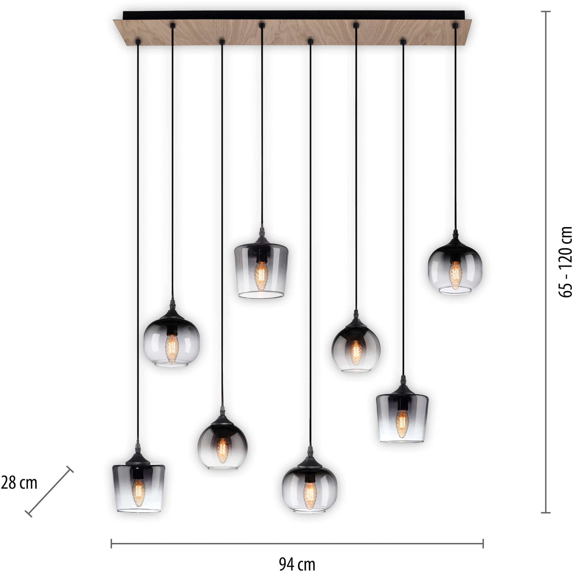 JUST LIGHT Pendelleuchte »GREEN ZEA«, 8 flammig, Leuchtmittel E14 | ohne Leuchtmittel