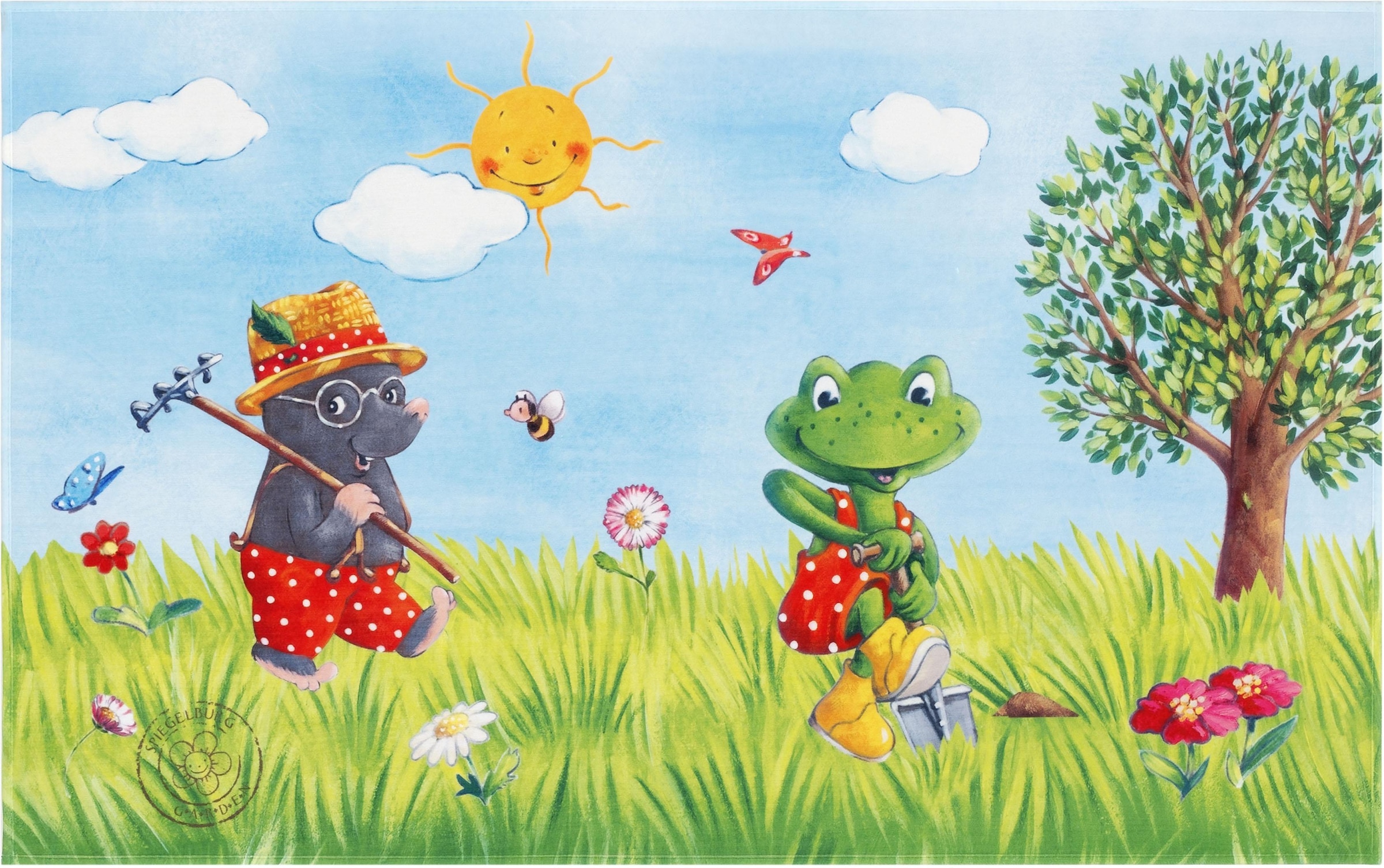 SPIEGELBURG GARDEN Kinderteppich »GA-610«, rechteckig, 6 mm Höhe, Stoff Druck, Motiv Maulwurf & Frosch, weiche Microfaser, Kinderzimmer