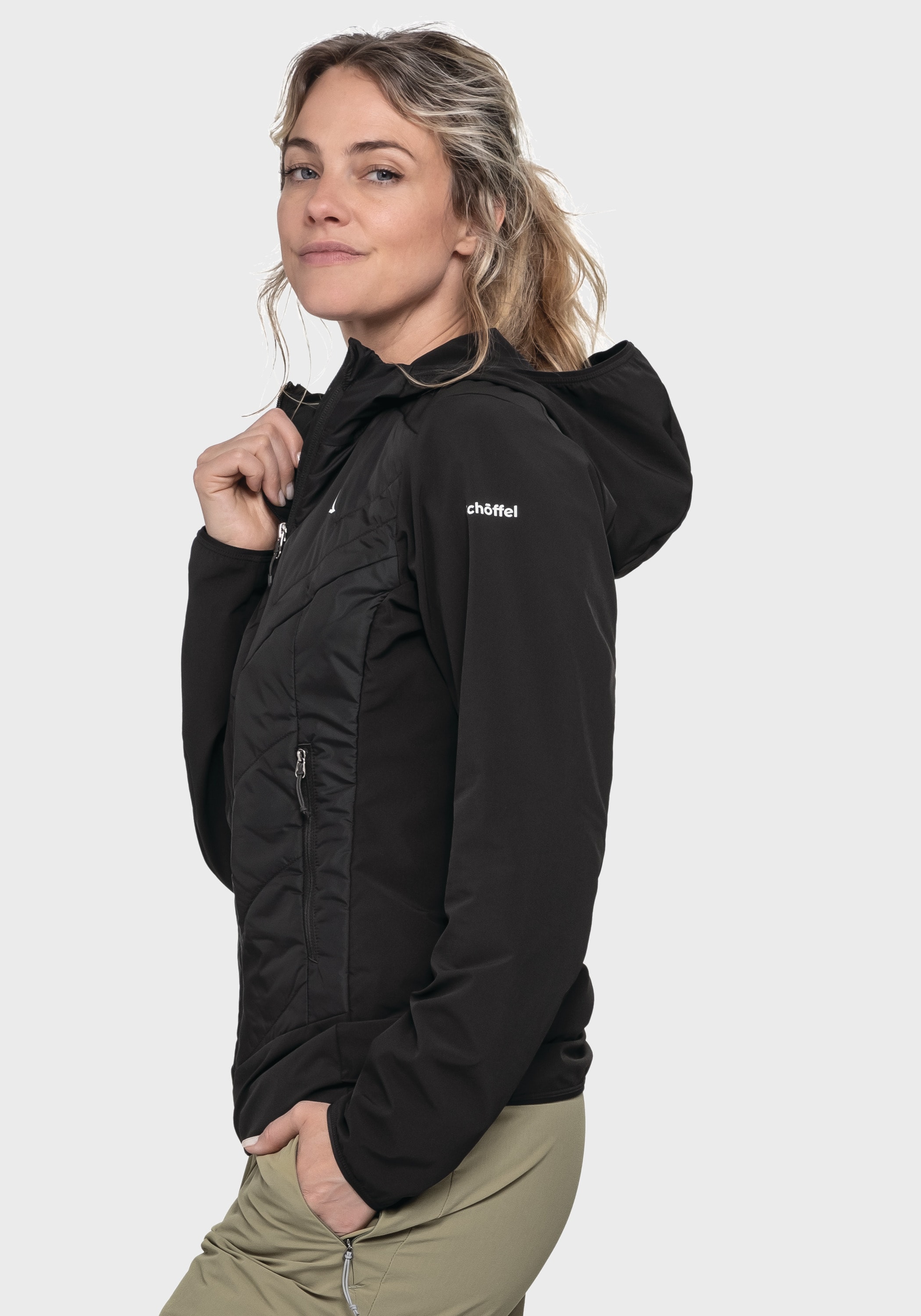 Schöffel Funktionsjacke »Hiking Hybrid Jk Style Blaueis WMS«, mit Kapuze