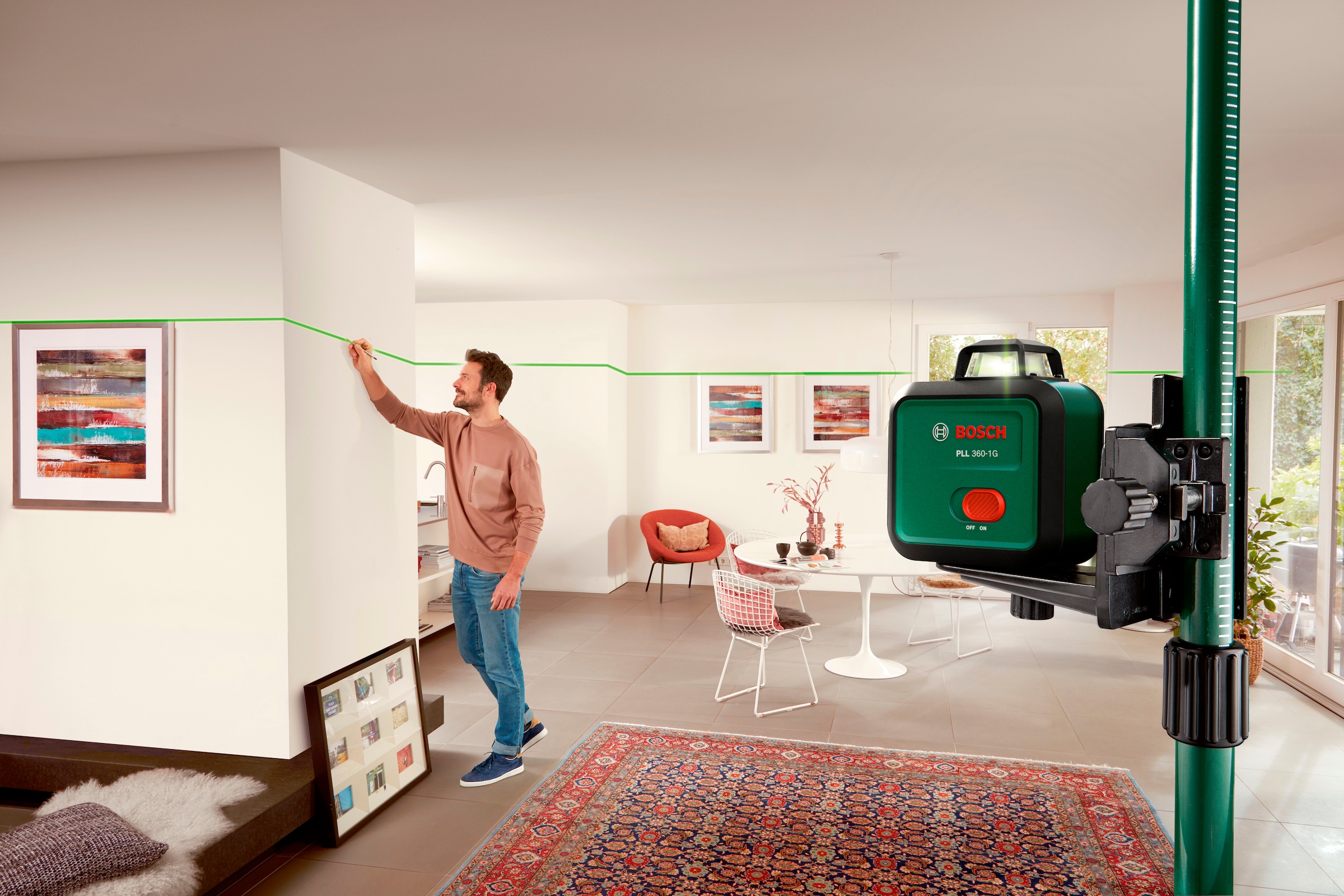 Bosch Home & Garden Linienlaser »PLL 360-1G UNI« Set,  mit Stativ und eingebautem Akku