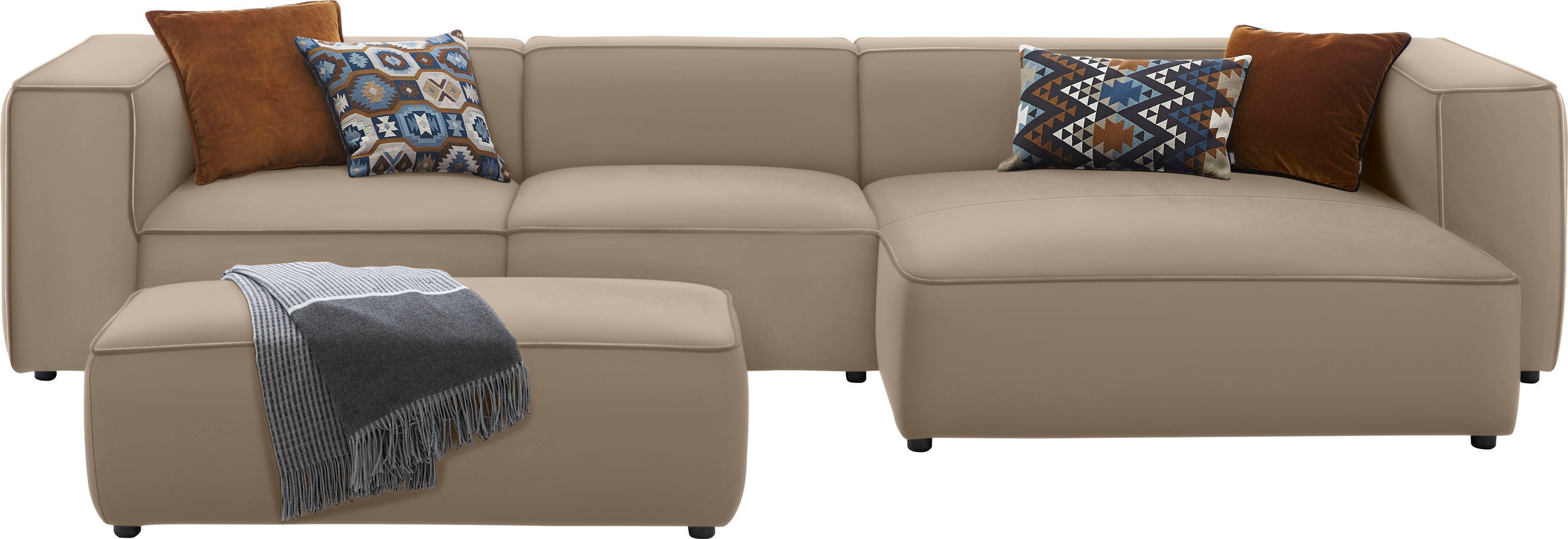 W.SCHILLIG Ecksofa »around-the-block«, mit eleganter Biese, mit Federkern, Breite 341 cm