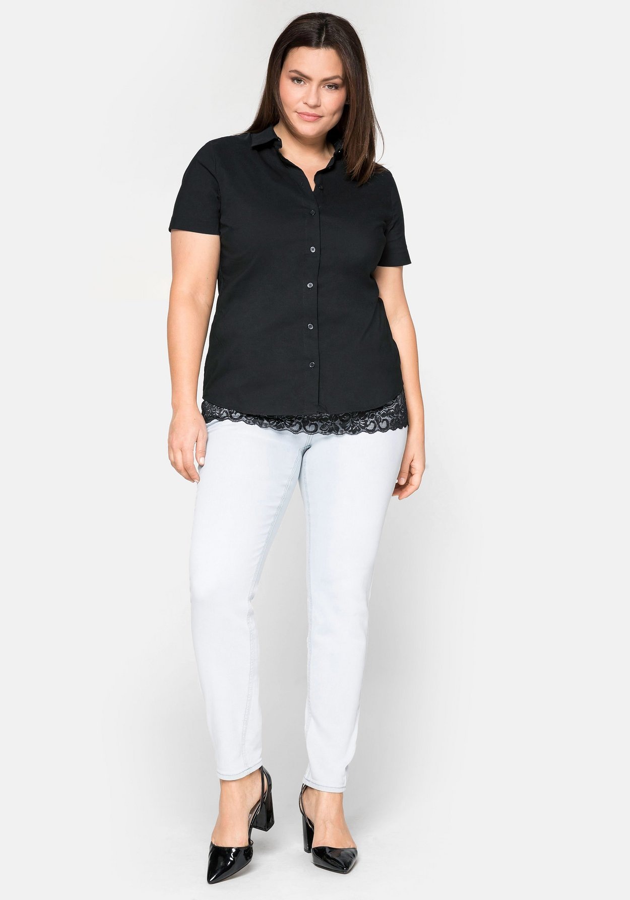 Sheego Hemdbluse »Bluse mit Stretch-Anteil«
