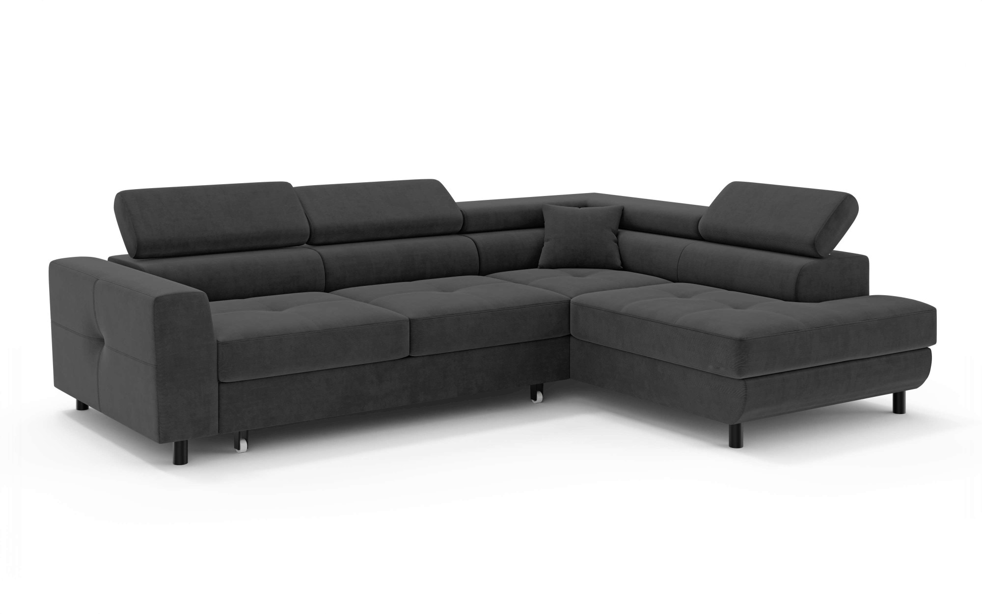 OTTO home Ecksofa »AADEN Schlafsofa mit verstellbaren Kopfstützen, B/T/H: 254/199/90 cm«, mit Bettfunktion und Bettkasten, Ottomane rechts/links bestellbar
